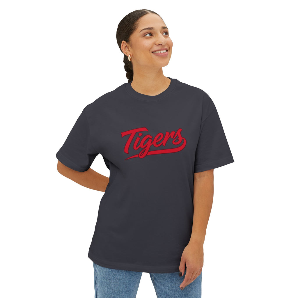Tigers Script Tee | White oversized boxy T-shirt