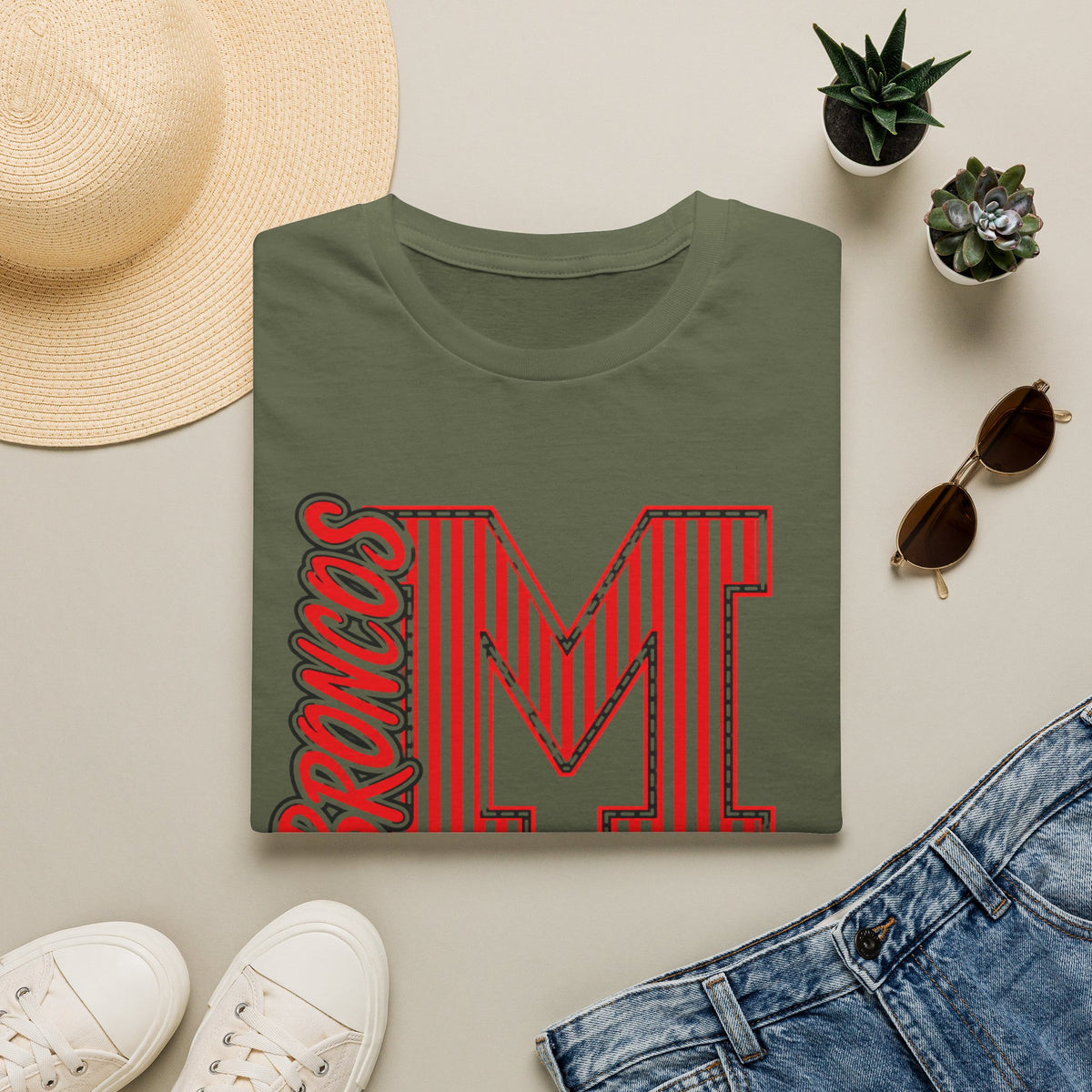 Broncos Varsity "M" Tee - Retro Letter Graphic T-Shirt