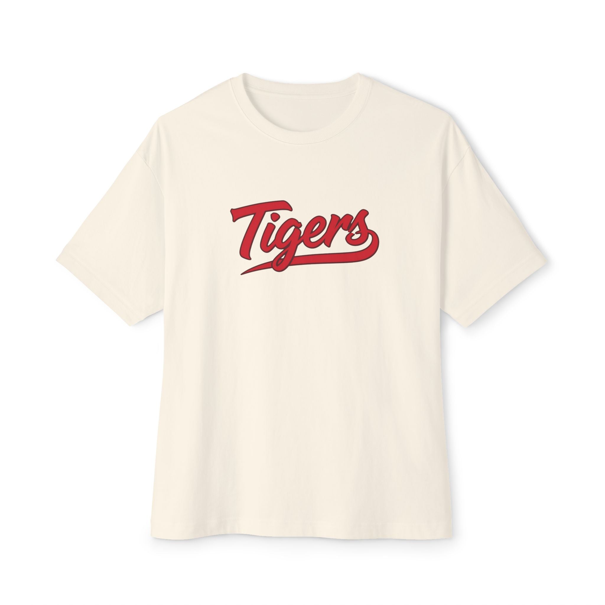 Tigers Script Tee | White oversized boxy T-shirt