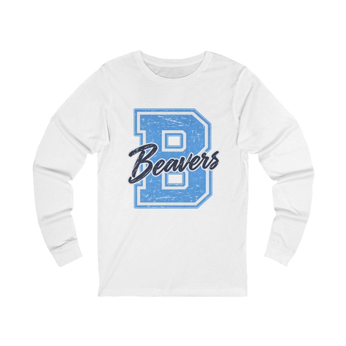 Beavers Distressed Letterman Long Sleeve Tee