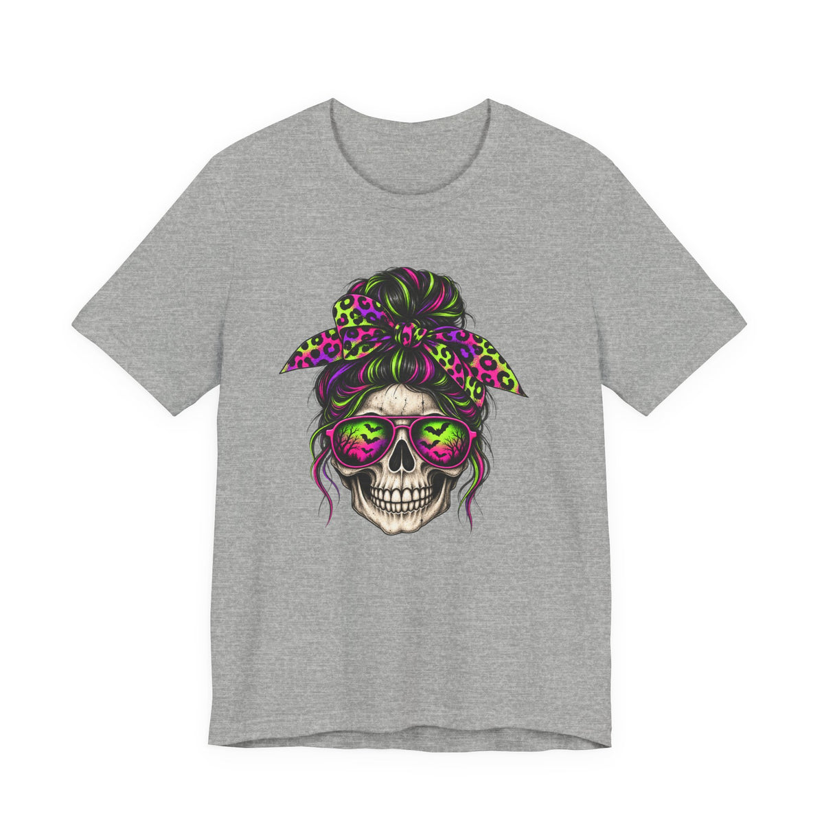 Neon Skeleton Girl T-Shirt - Colorful Halloween Graphics Tee