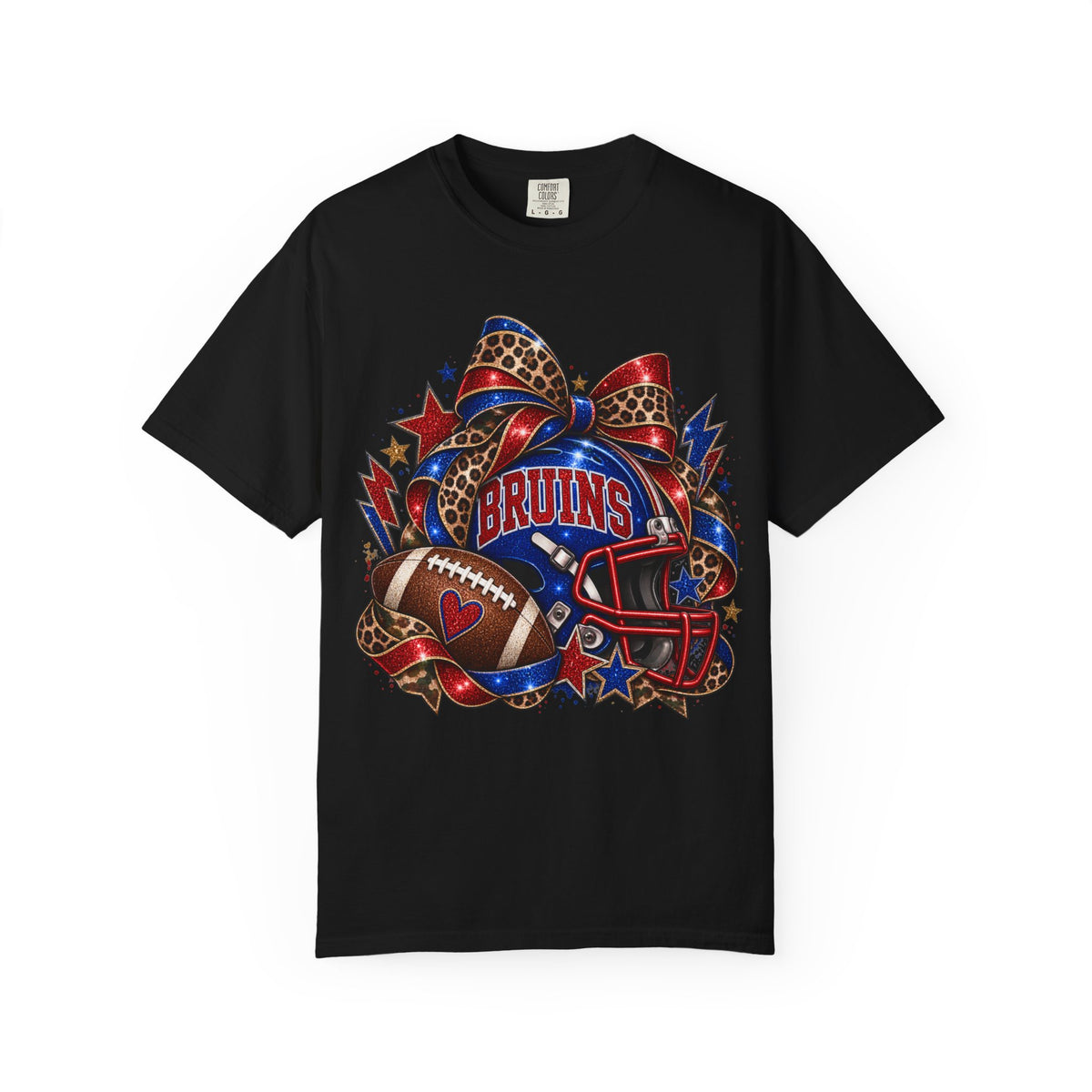 Bruins Football Comfort Colors Tee - Leopard Bow Game Day Shirt
