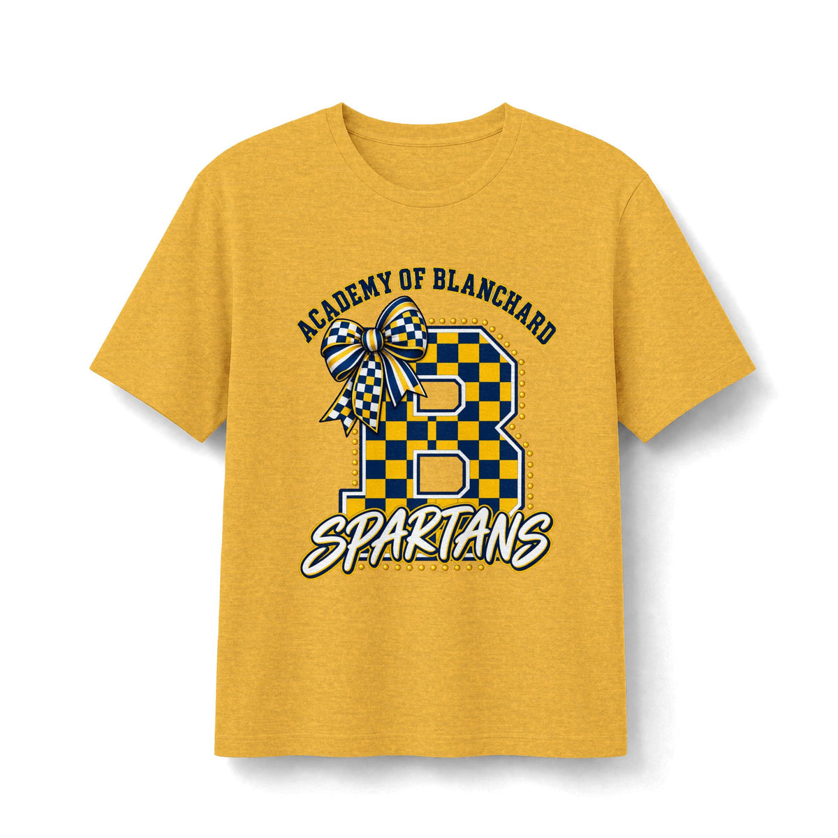 Academy of Blanchard Spartans Bow T-Shirt - Checkered Tee