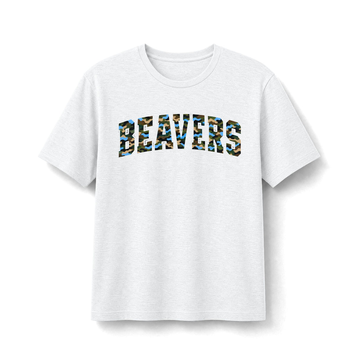 Beavers Columbia Blue Camo Tee - Bella+Canvas