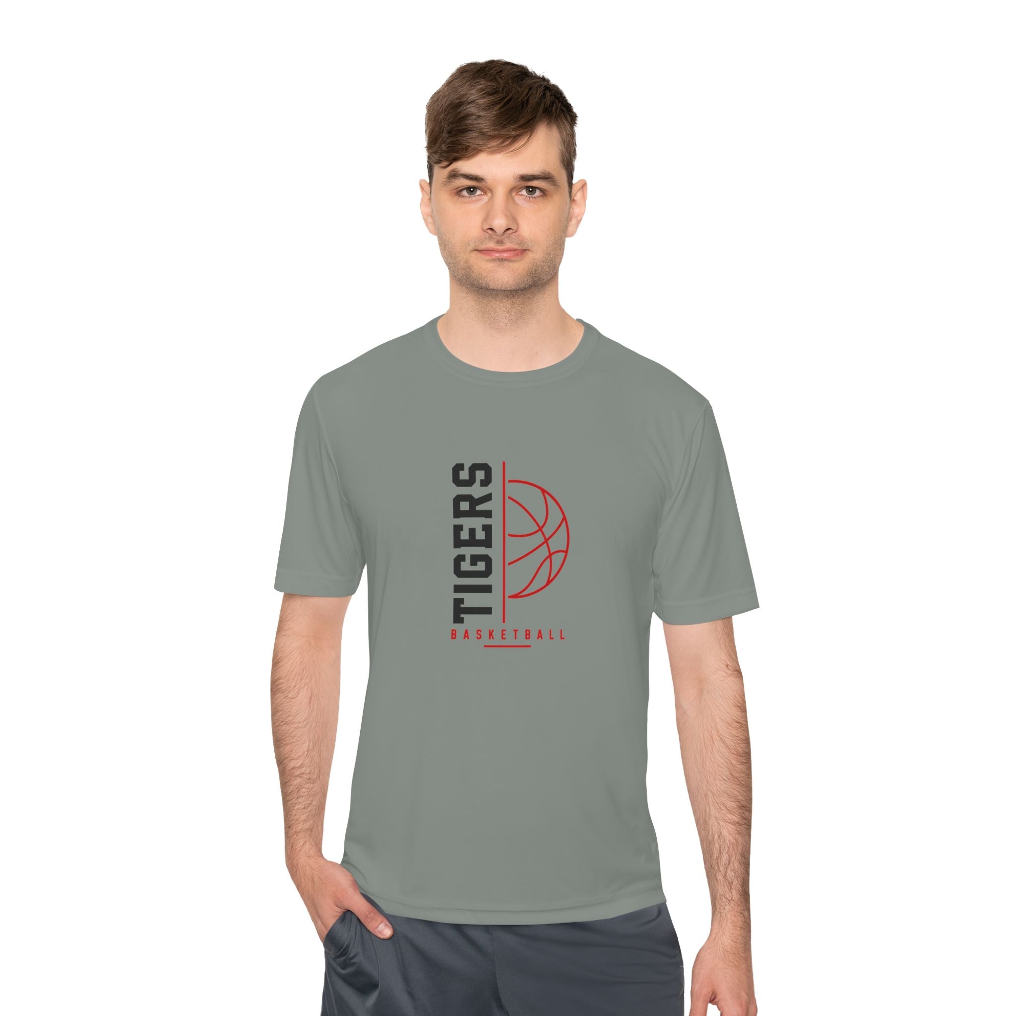 Tigers Basketball Tee - Vertical Logo Moisture-Wicking Shirt