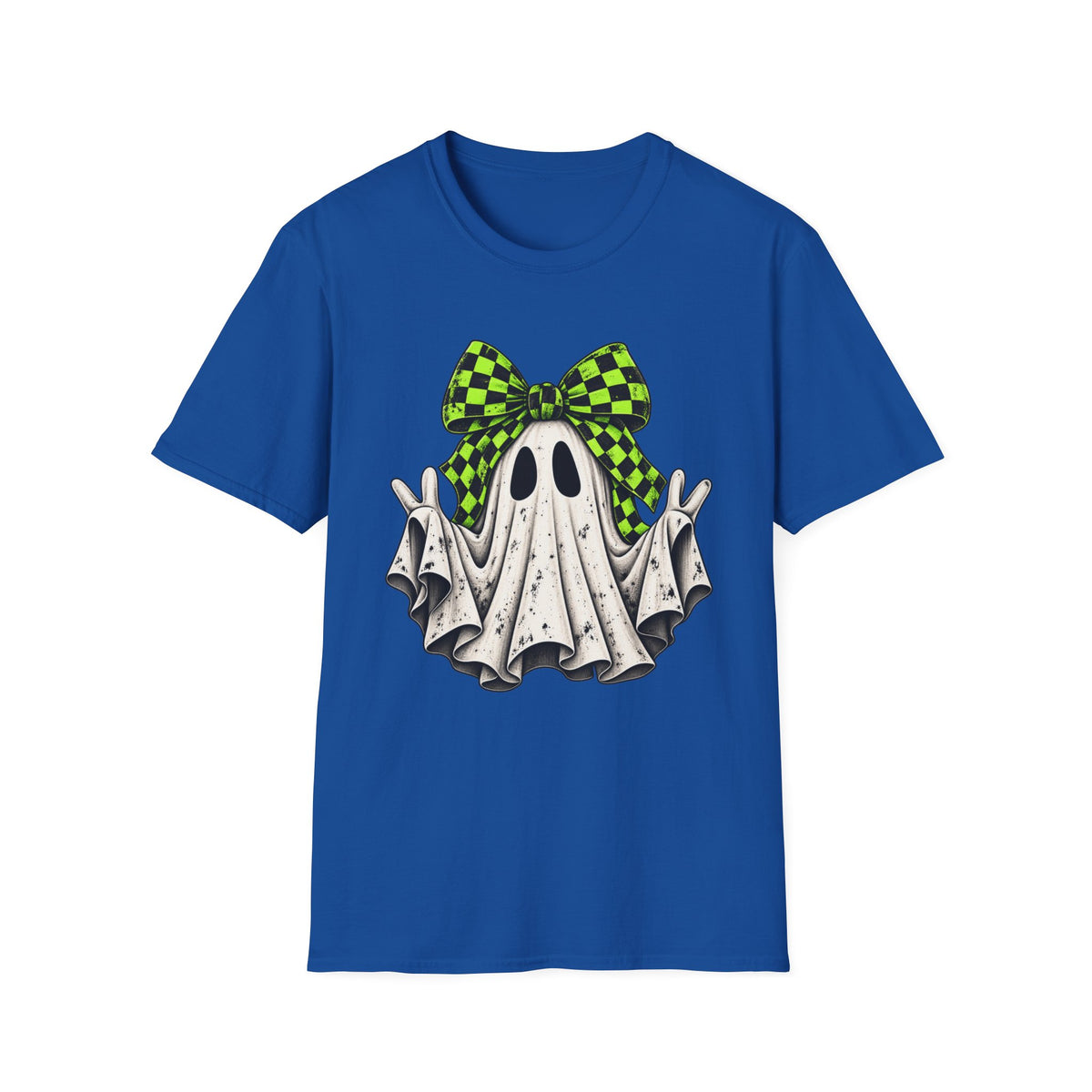 Neon Bow Ghost Halloween T-Shirt - Cute Spooky Graphic Tee