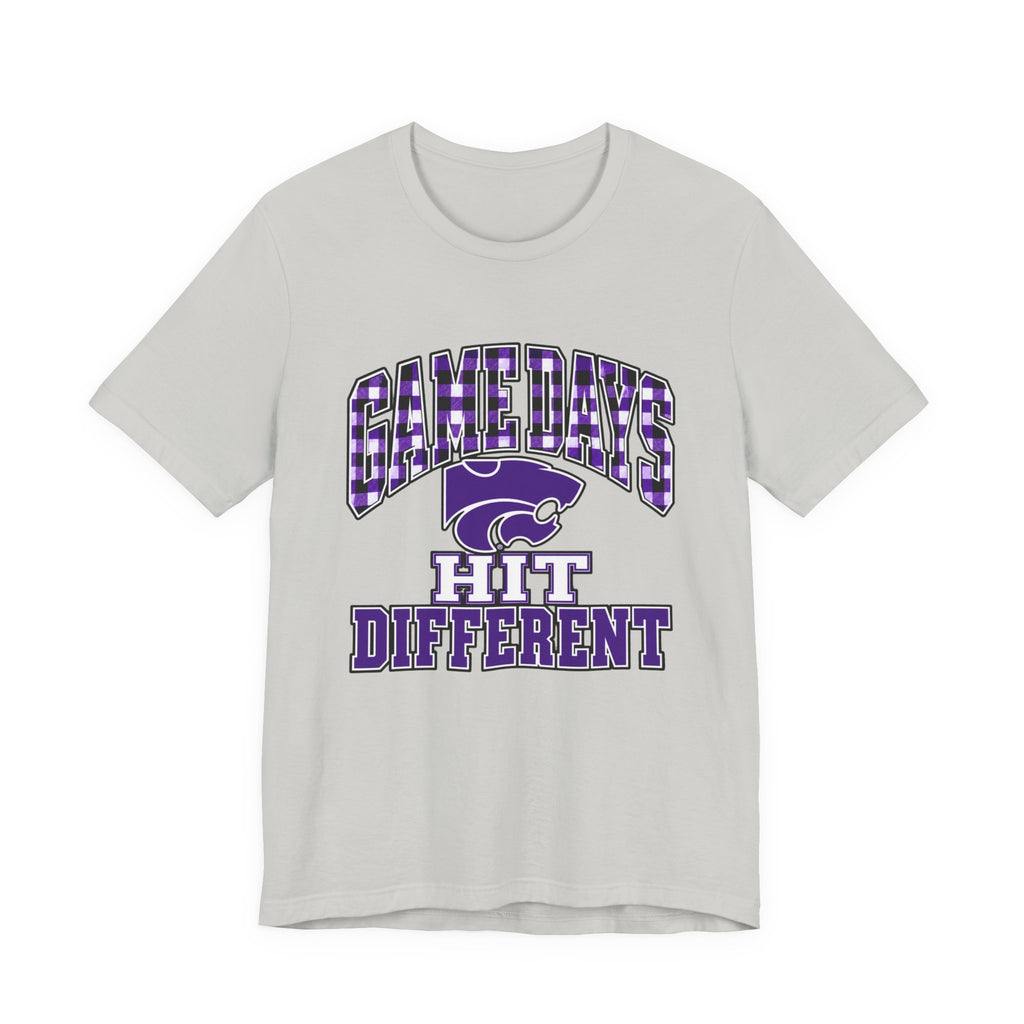 Game Days Hit Different Wildcats Tee - Purple Plaid Game Day Shirt