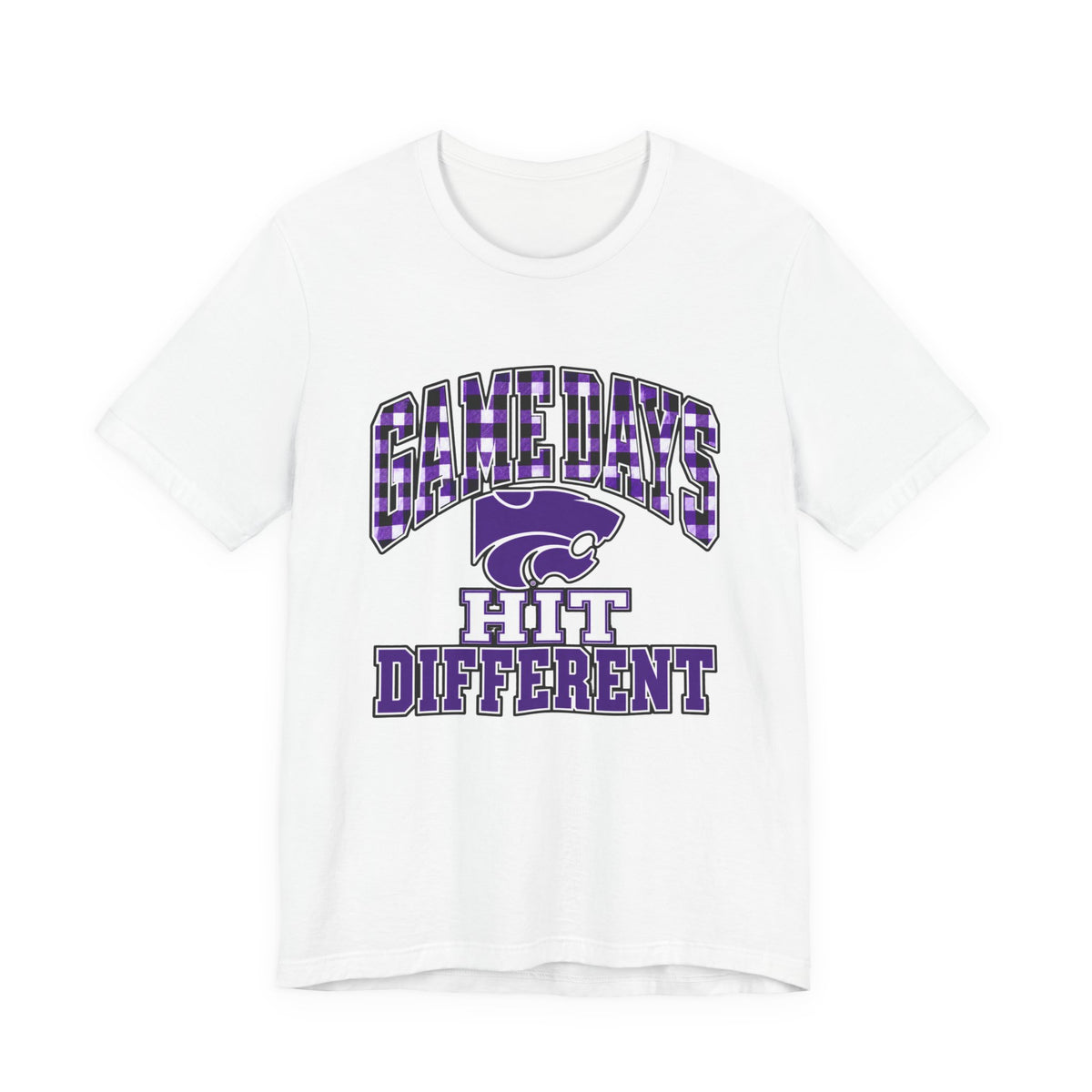 Game Days Hit Different Wildcats Tee - Purple Plaid Game Day Shirt