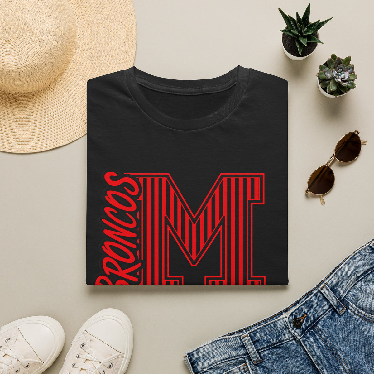 Broncos Varsity "M" Tee - Retro Letter Graphic T-Shirt