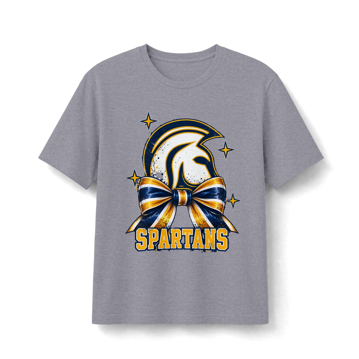 Academy of Blanchard Spartans Bow T-Shirt Navy and Gold Mascot Tee