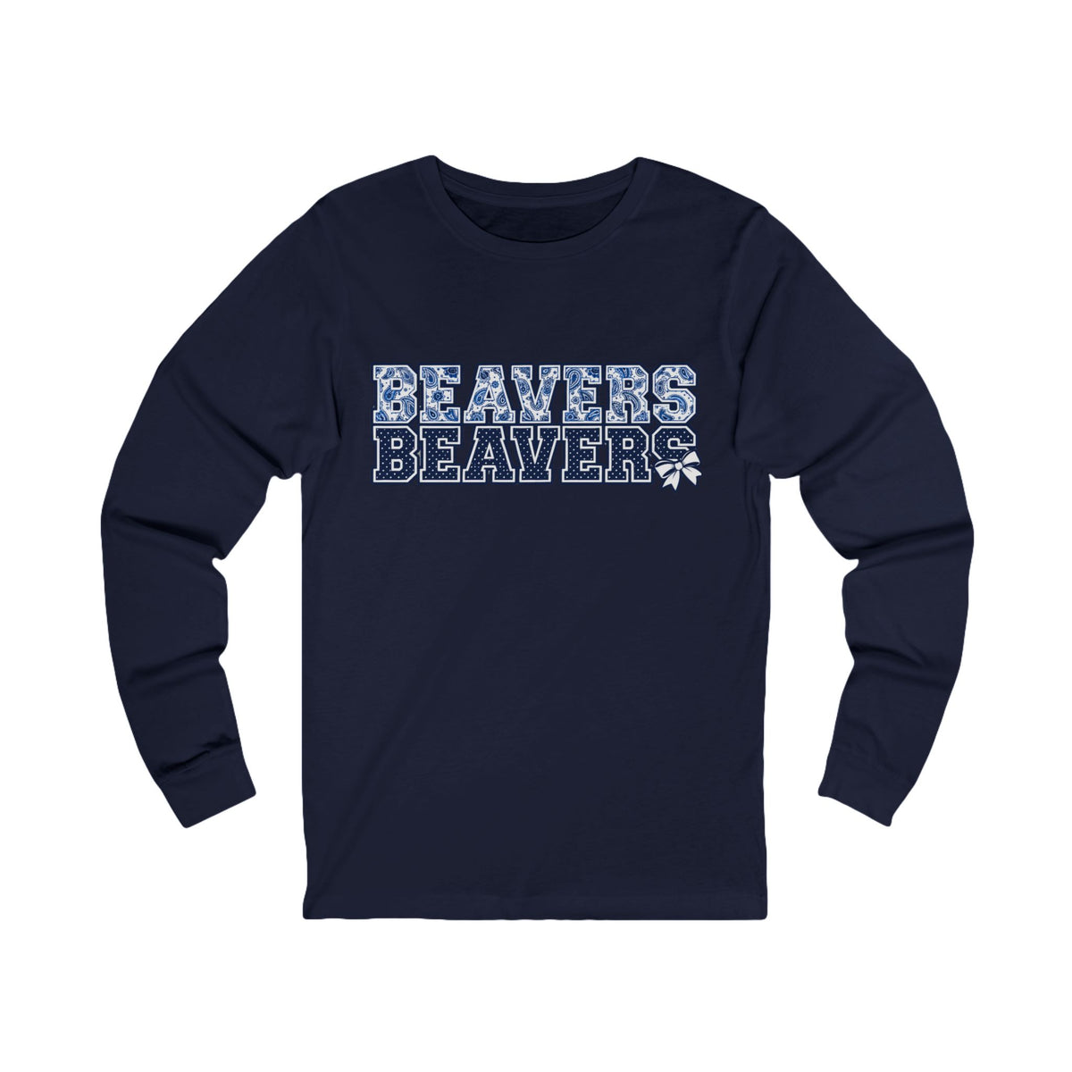 Beavers Paisley & Polka Dot Bow Long Sleeve Tee
