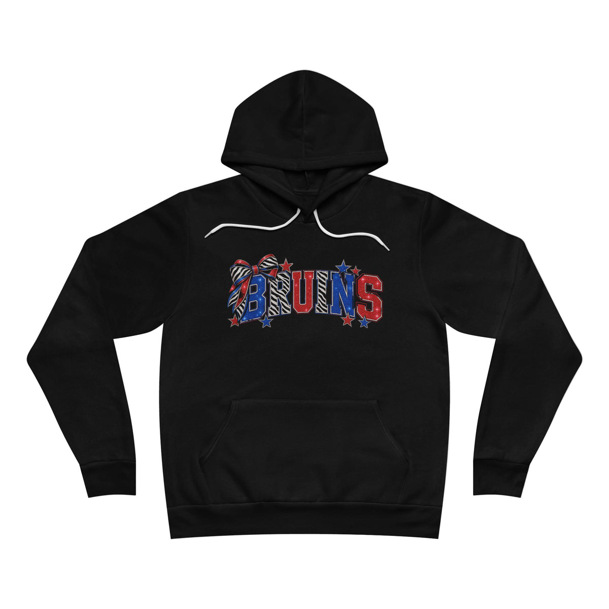 Bruins Bow Hoodie - Red & Royal Zebra Print Spirit Sweatshirt