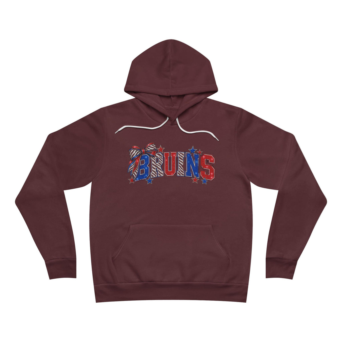 Bruins Bow Hoodie - Red & Royal Zebra Print Spirit Sweatshirt
