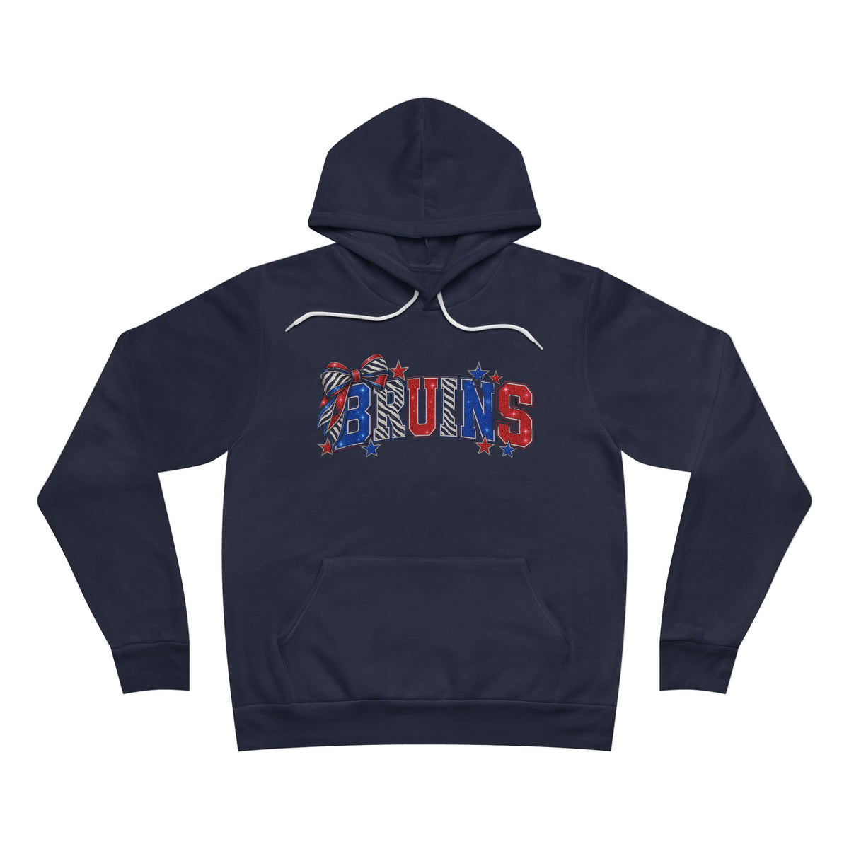 Bruins Bow Hoodie - Red & Royal Zebra Print Spirit Sweatshirt