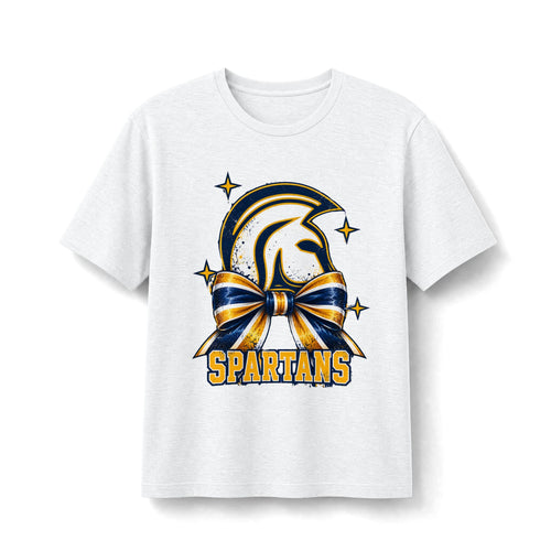 Academy of Blanchard Spartans Bow T-Shirt Navy and Gold Mascot Tee