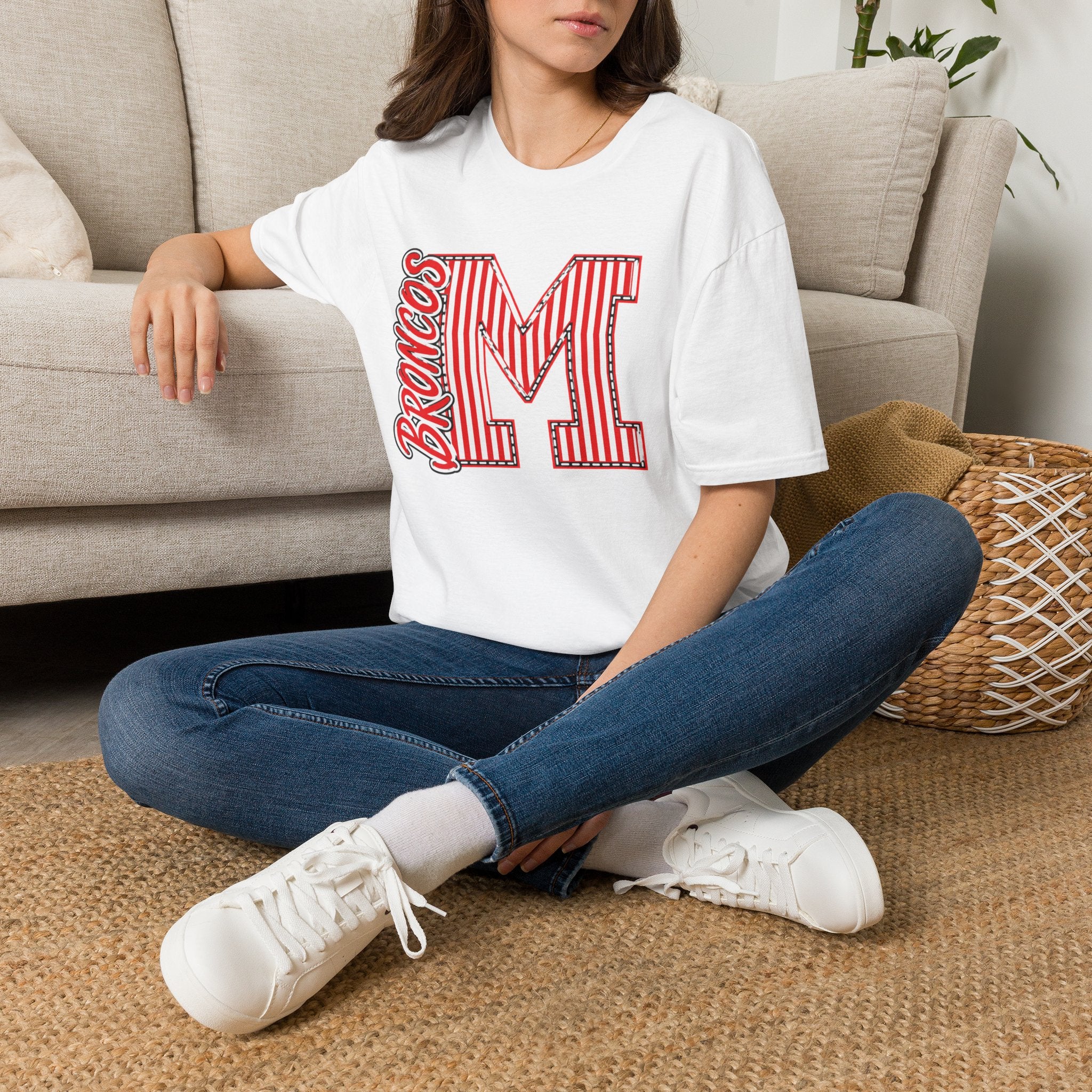 Broncos Varsity "M" Tee - Retro Letter Graphic T-Shirt
