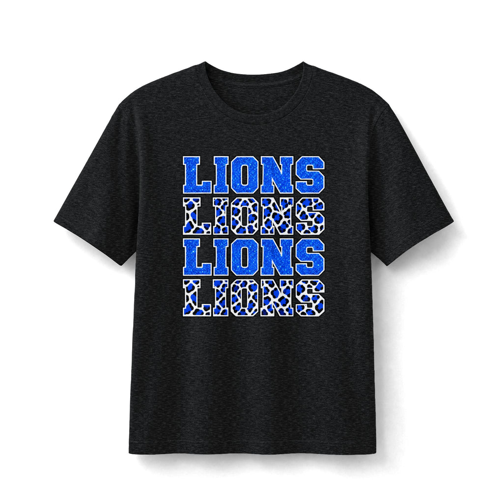 Stacked Lions Glitter Effect & Leopard Bella+Canvas CVC Tee