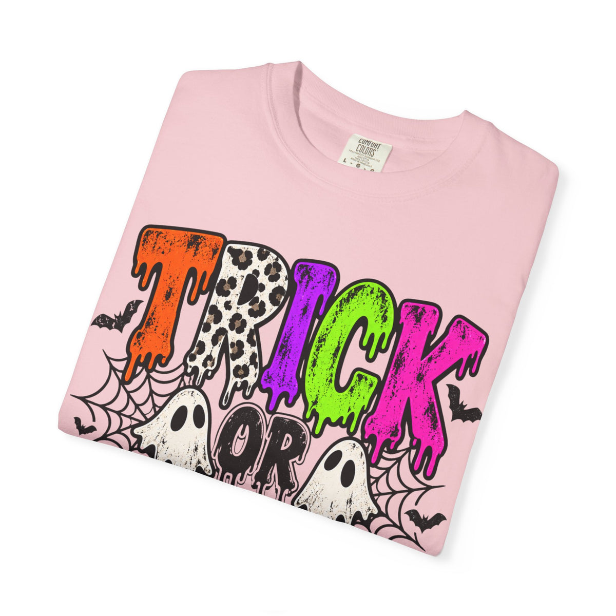 Trick or Treat Halloween Tee - Retro Ghost & Checkerboard T-Shirt