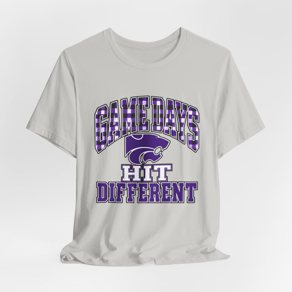 Game Days Hit Different Wildcats Tee - Purple Plaid Game Day Shirt