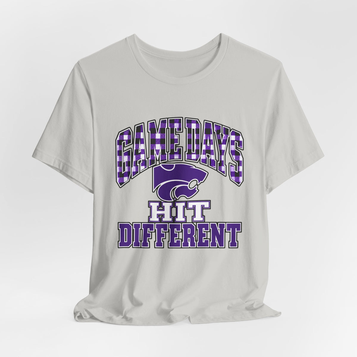 Game Days Hit Different Wildcats Tee - Purple Plaid Game Day Shirt