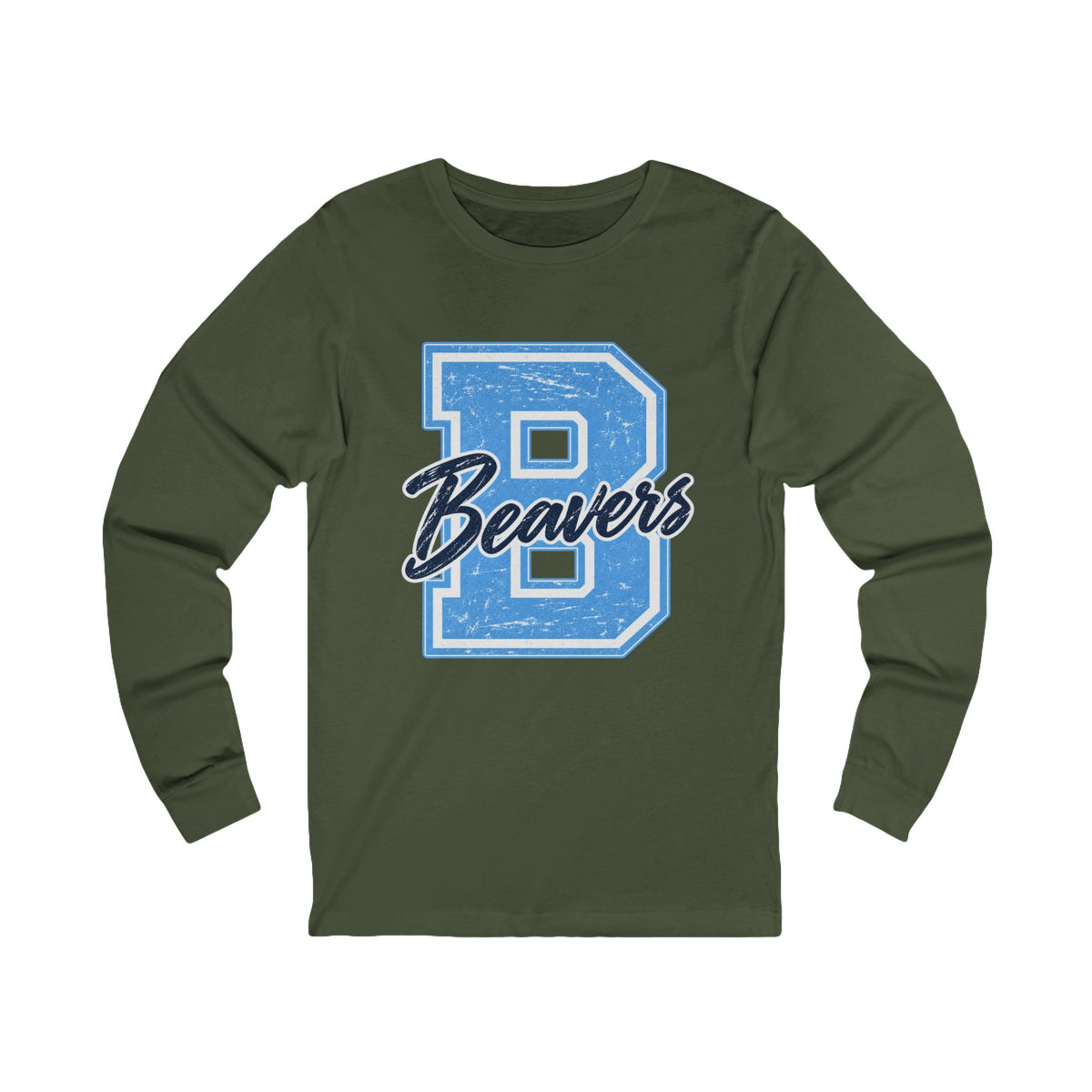 Beavers Distressed Letterman Long Sleeve Tee