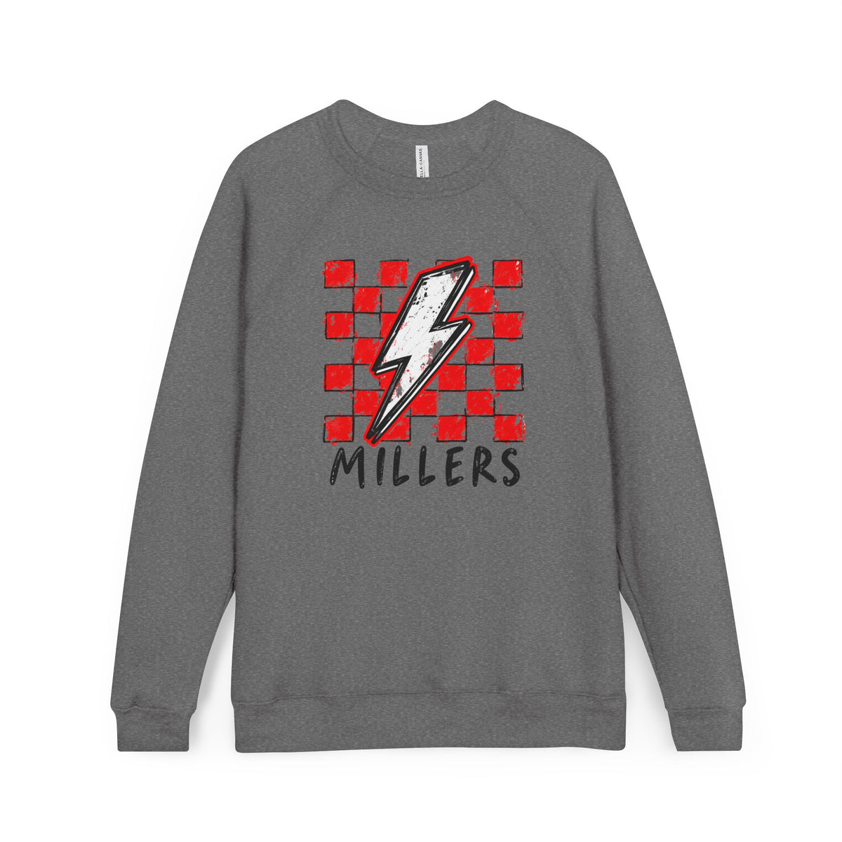 Lightning Bolt Checkered Crewneck Sweatshirt — "Millers" Graphic