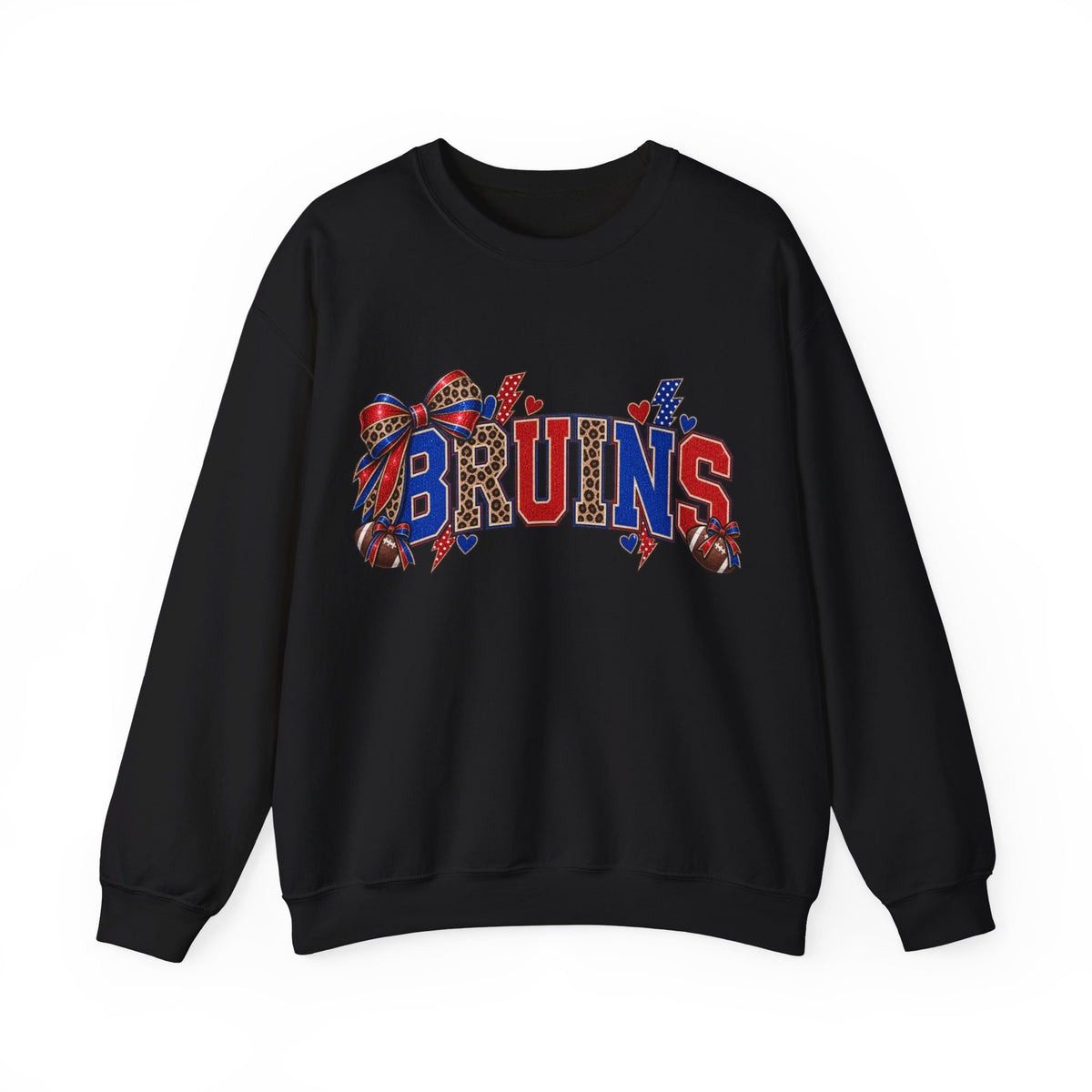 Bruins Football Crewneck Sweatshirt - Leopard Bow Game Day Sweatshirt