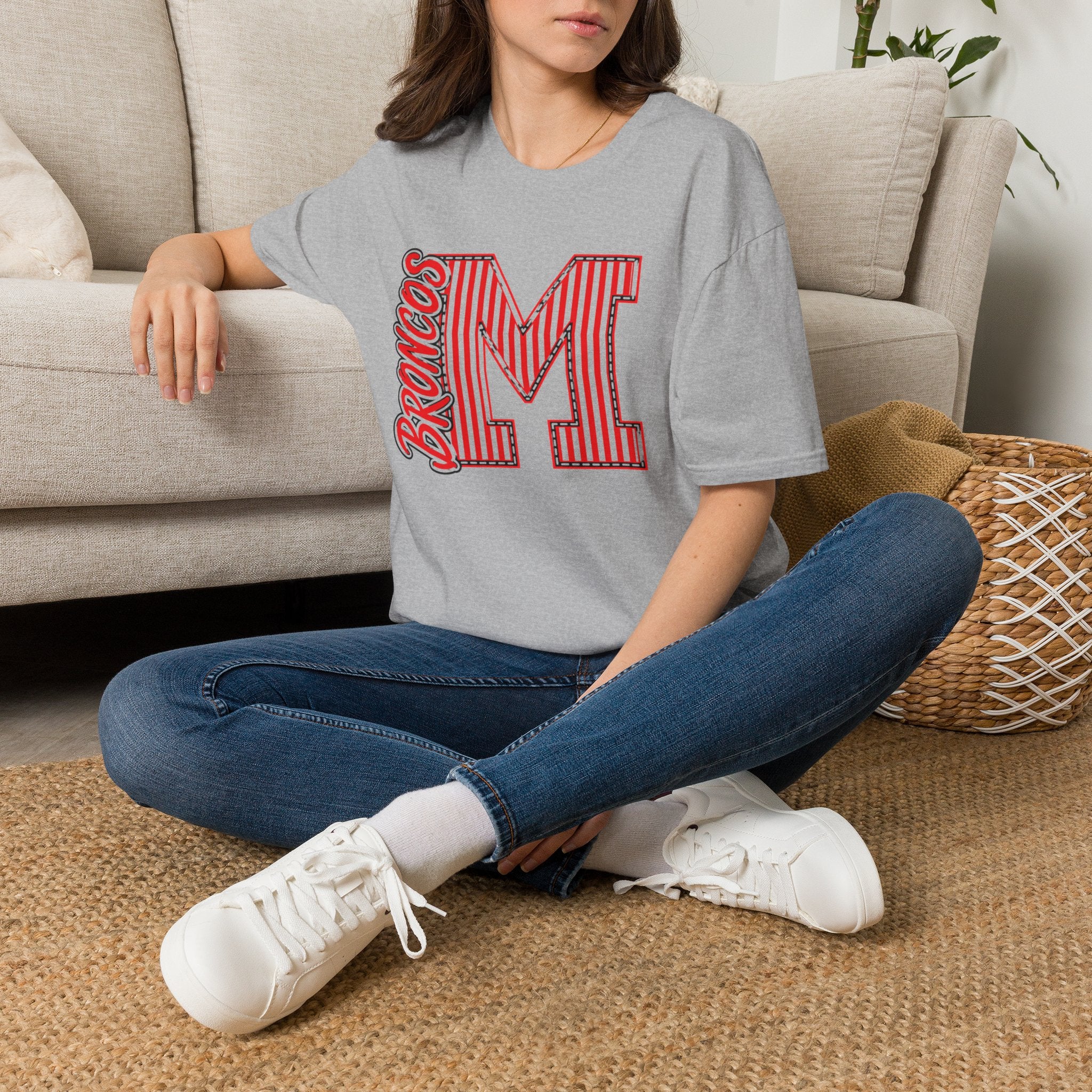 Broncos Varsity "M" Tee - Retro Letter Graphic T-Shirt