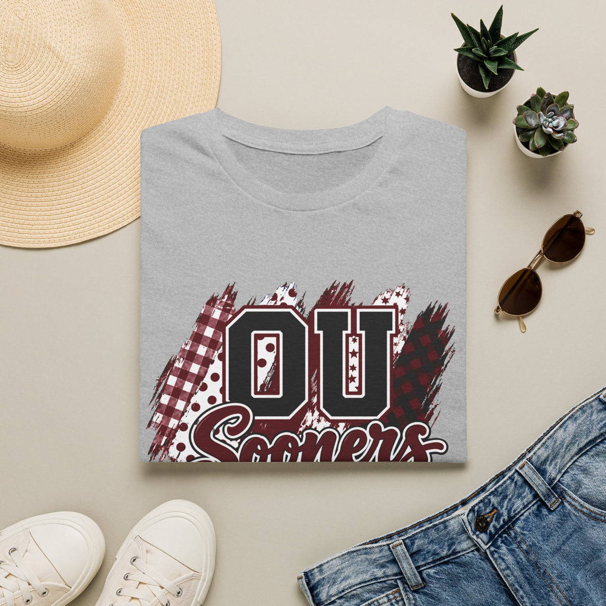 Sooners Mixed-Print Unisex Softstyle T-Shirt