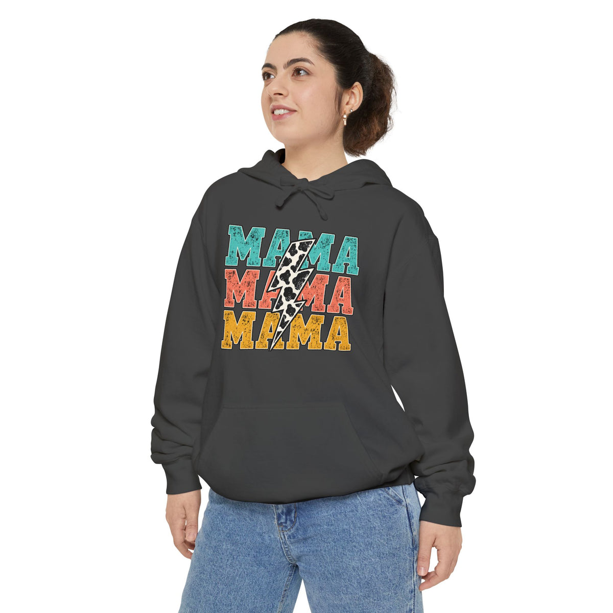 Retro MAMA Cow Print Hoodie