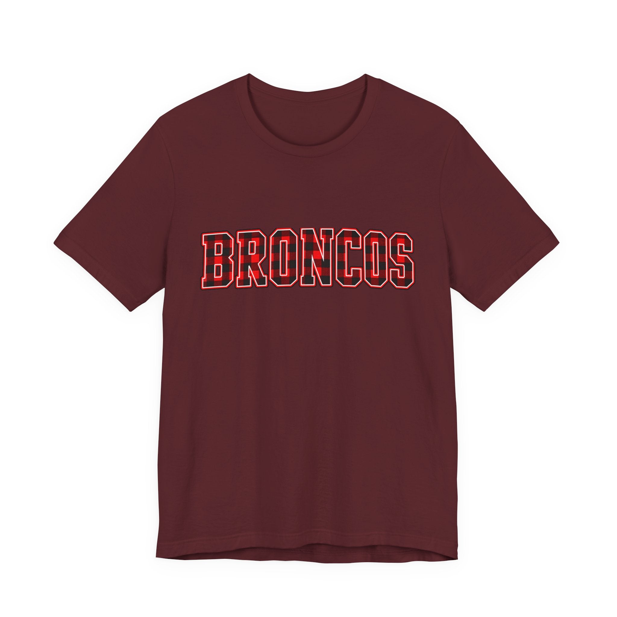 Broncos Buffalo Plaid Varsity Tee - Bella+Canvas 3001