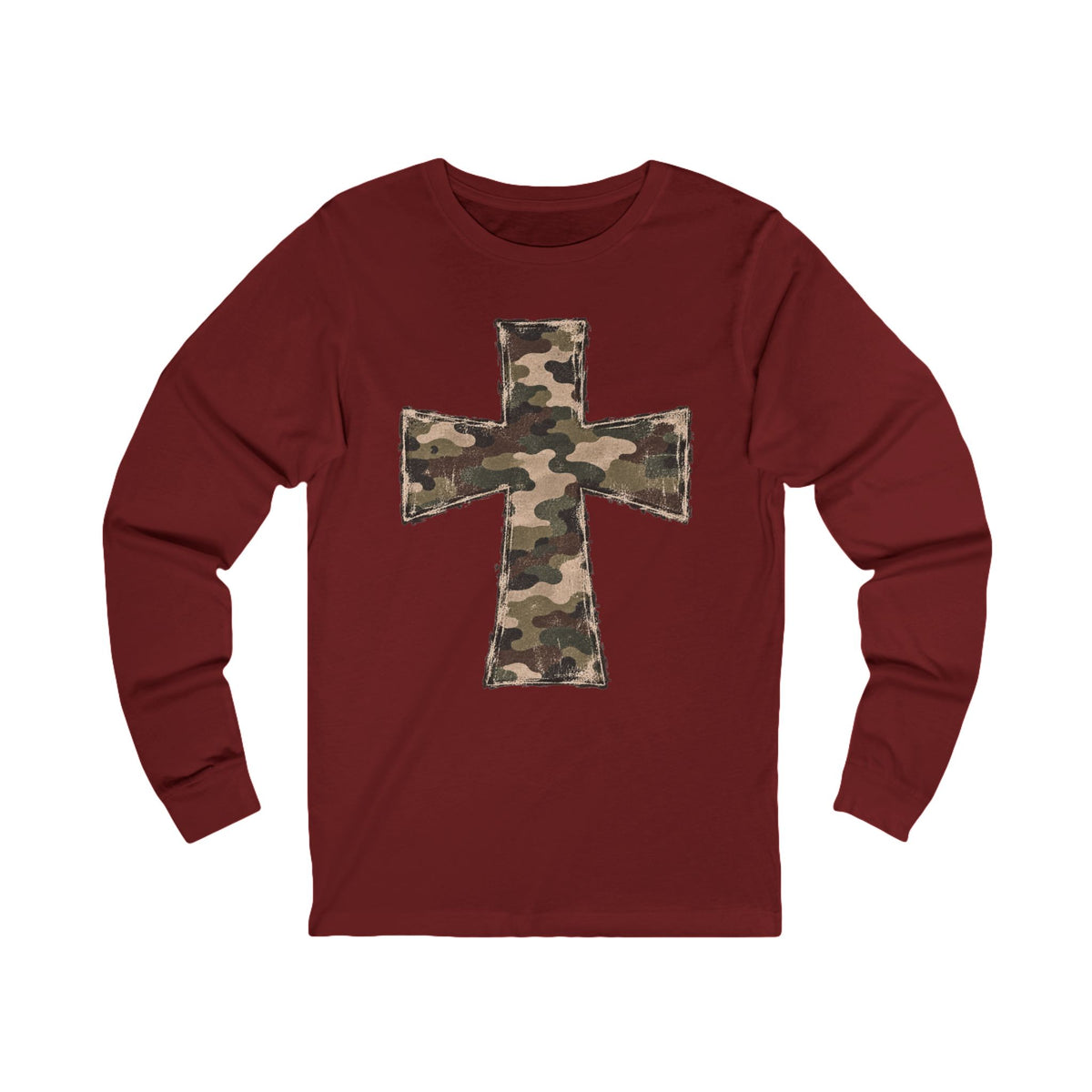 Camo Cross Long Sleeve Tee-Bella+Canvas