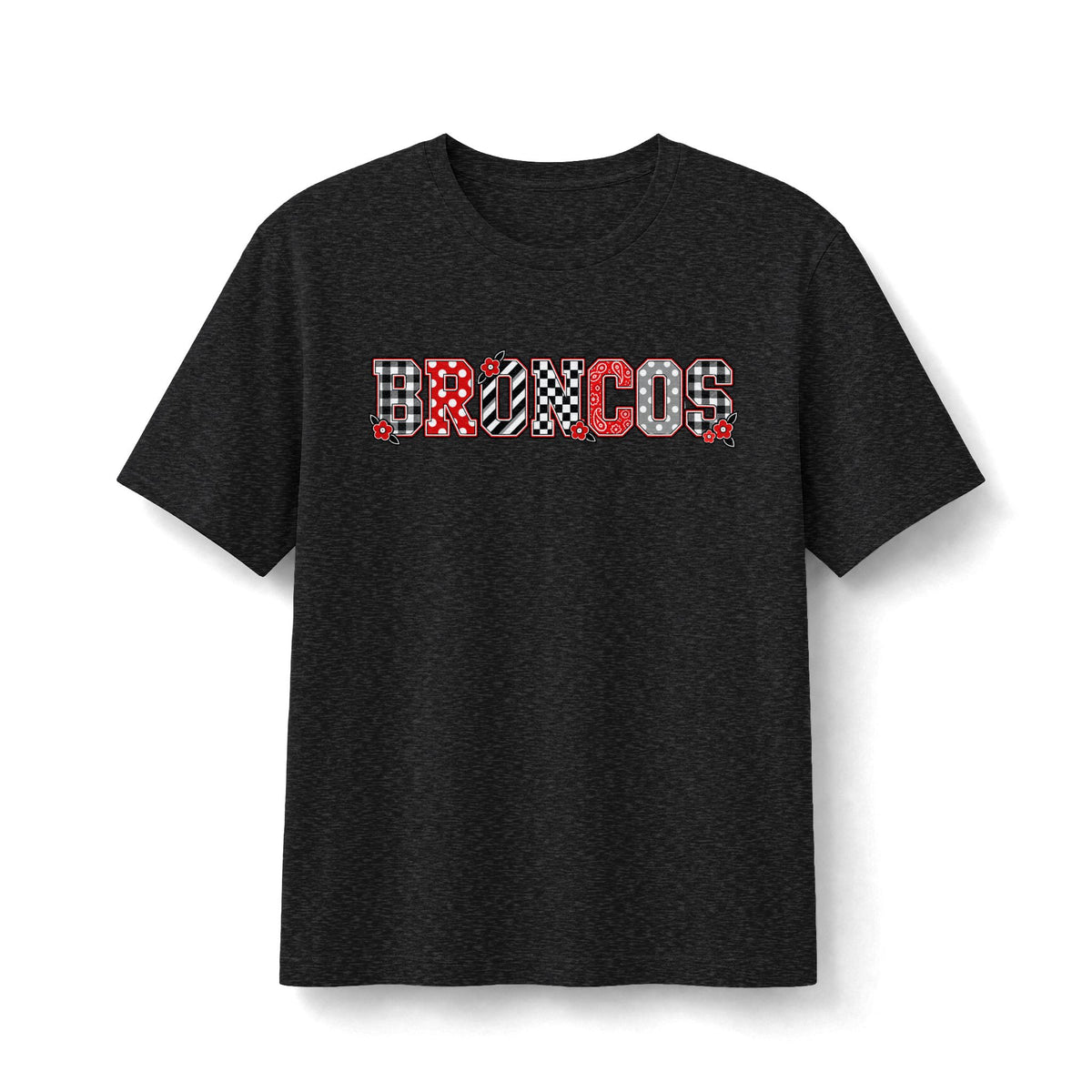 Broncos Mixed-Print Tee - Red, Black & White School Spirit