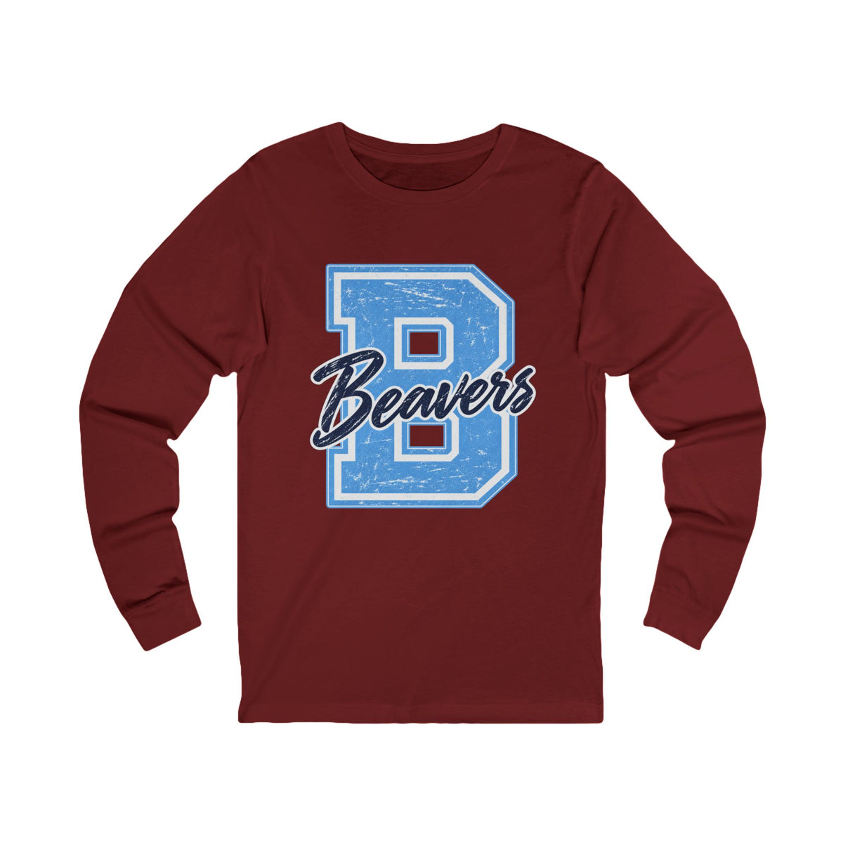 Beavers Distressed Letterman Long Sleeve Tee