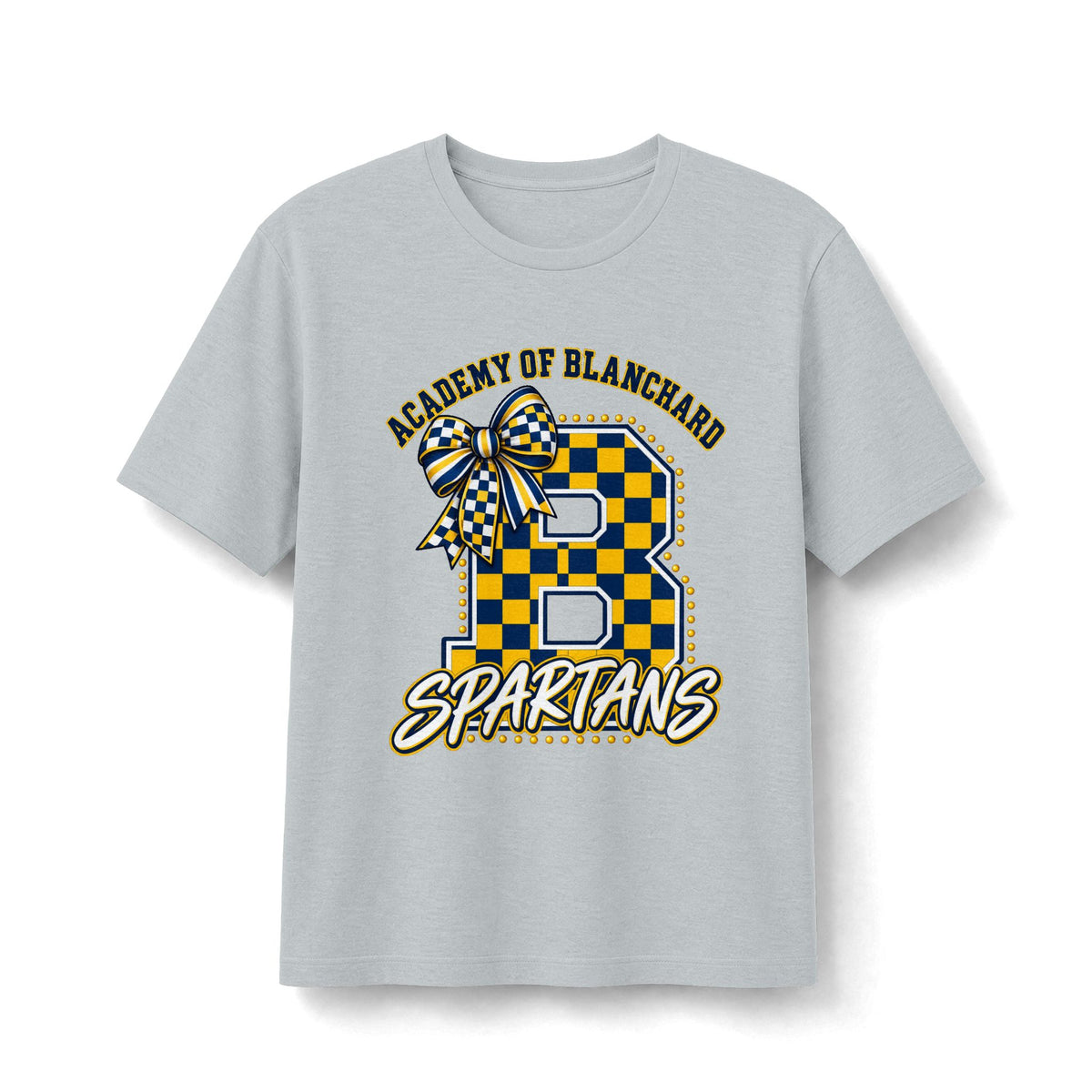 Academy of Blanchard Spartans Bow T-Shirt - Checkered Tee