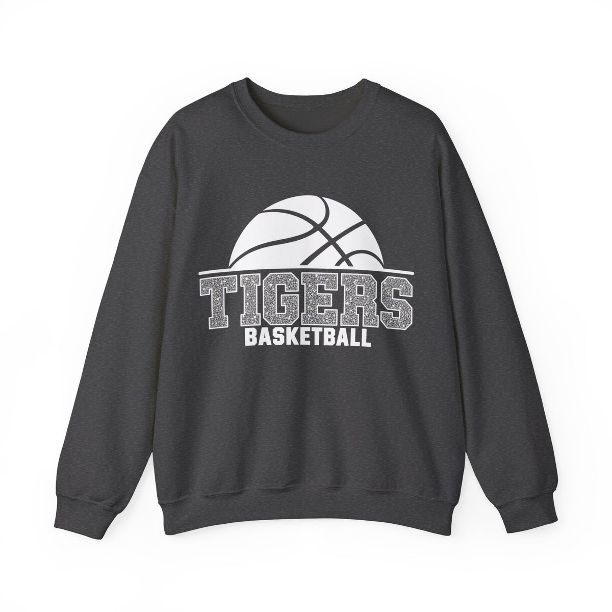 Tigers Basketball Silver Glitter-Effect Crewneck Sweatshirt