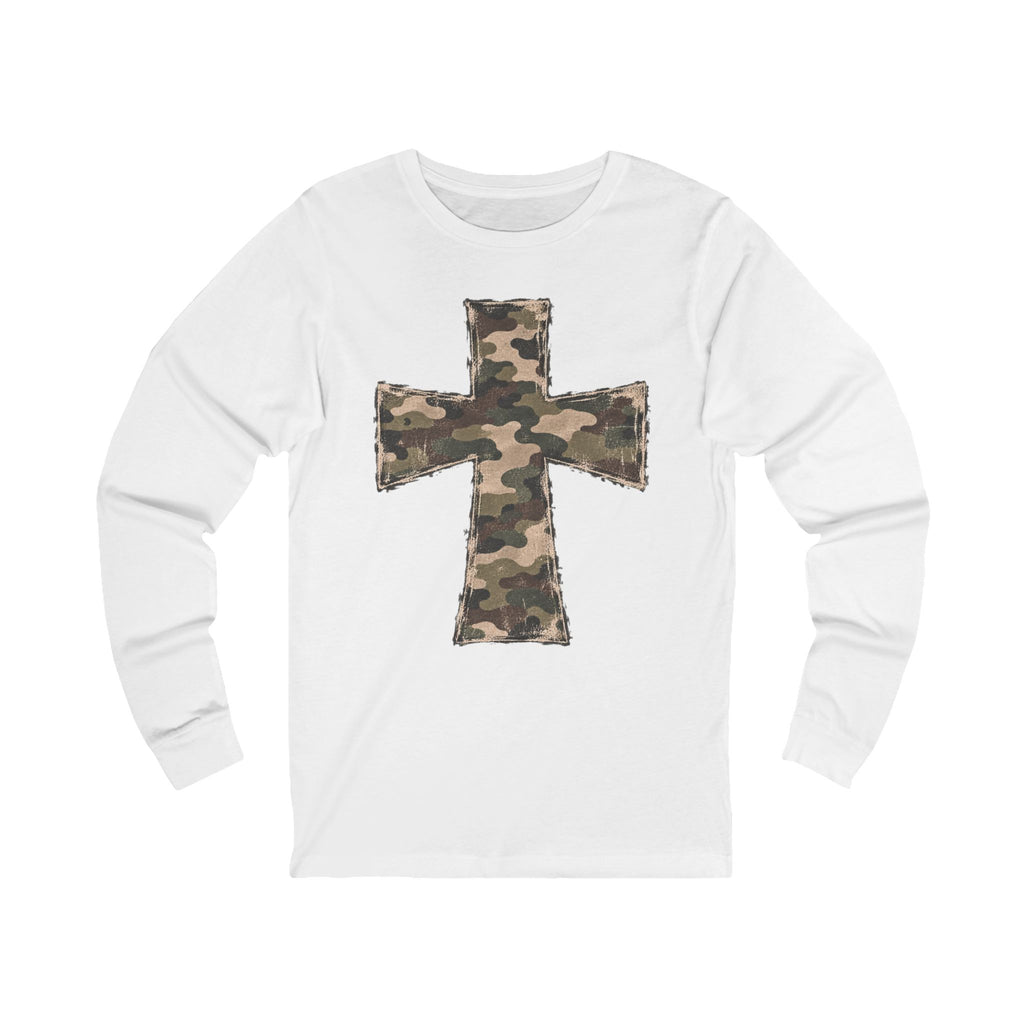 Camo Cross Long Sleeve Tee-Bella+Canvas