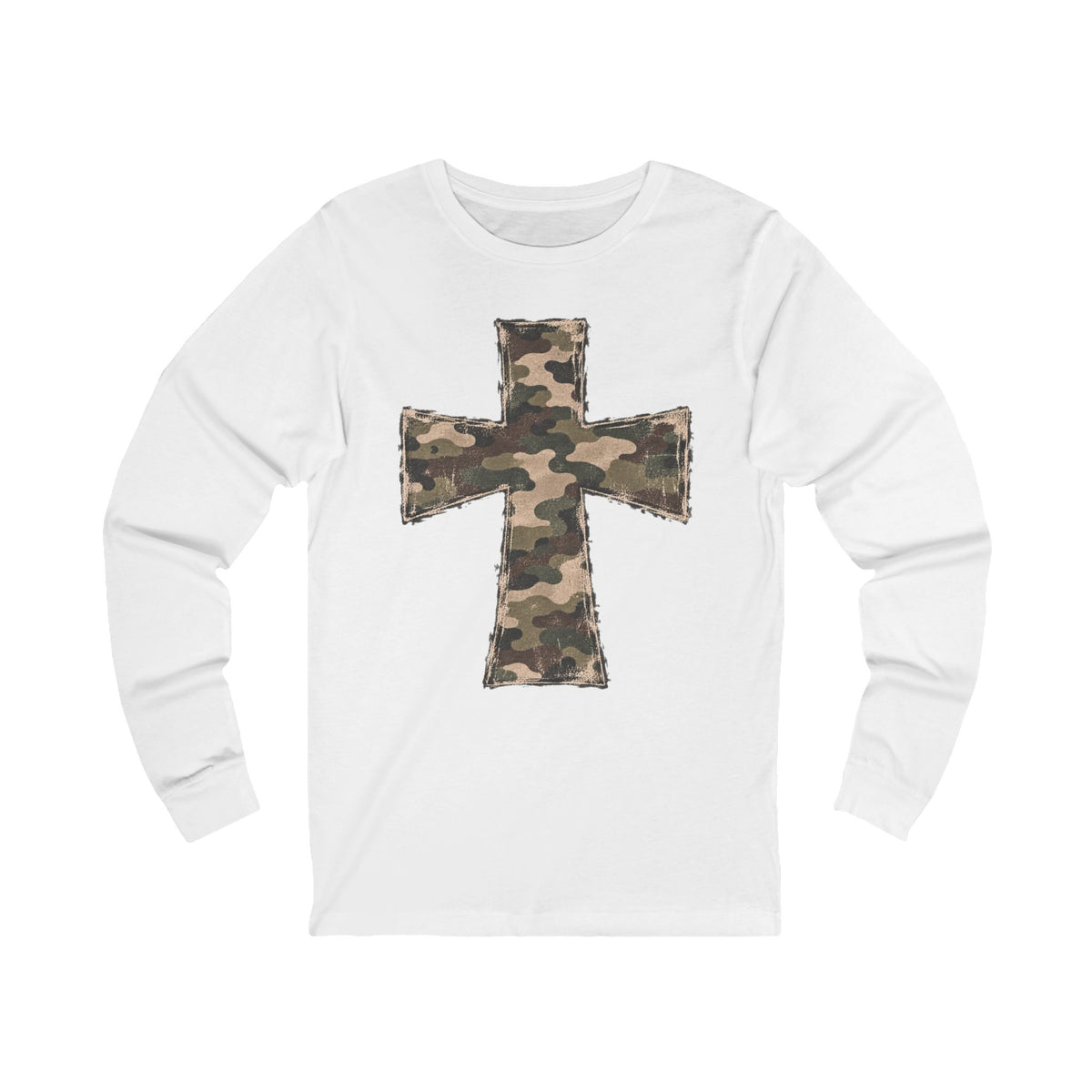 Camo Cross Long Sleeve Tee-Bella+Canvas