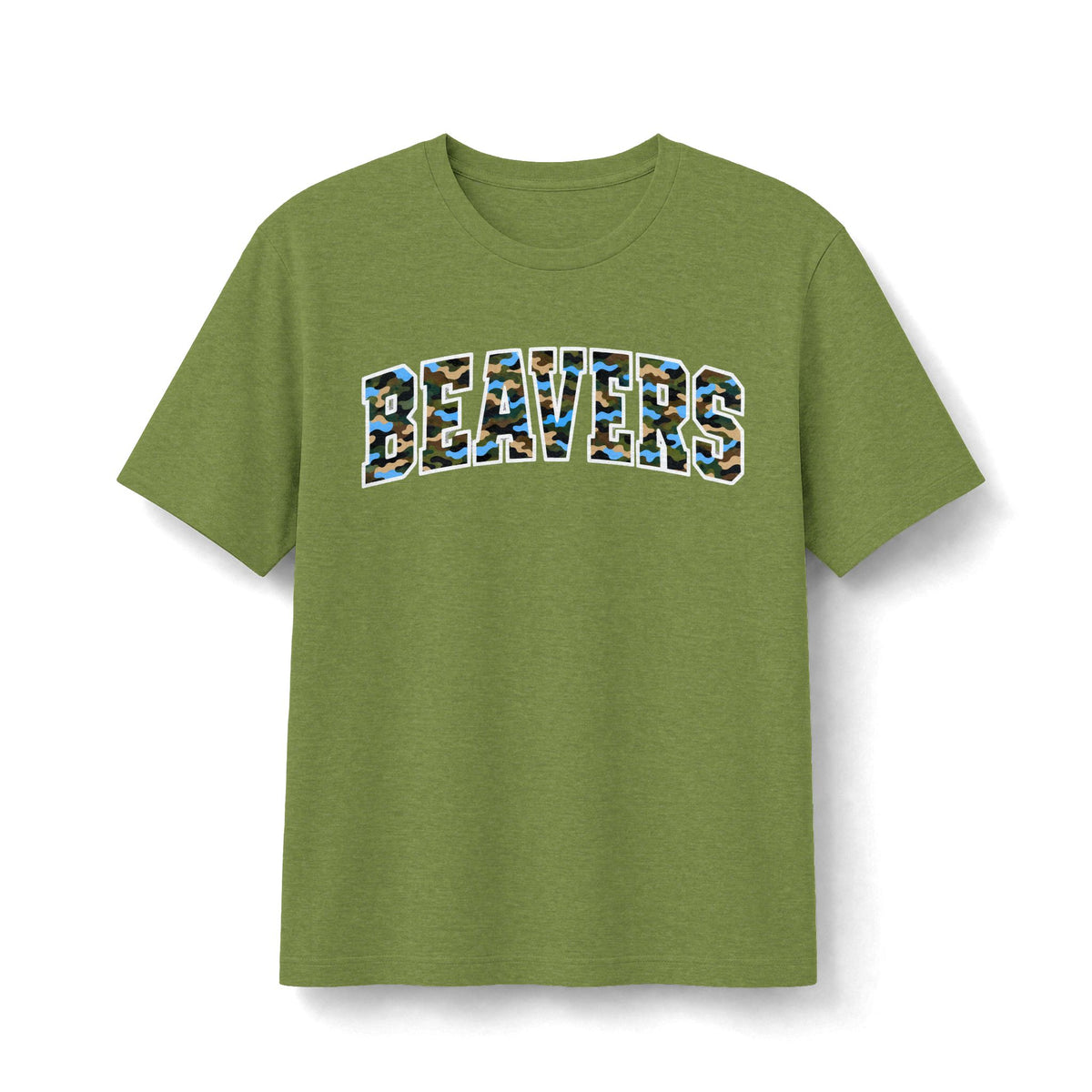 Beavers Columbia Blue Camo Tee - Bella+Canvas