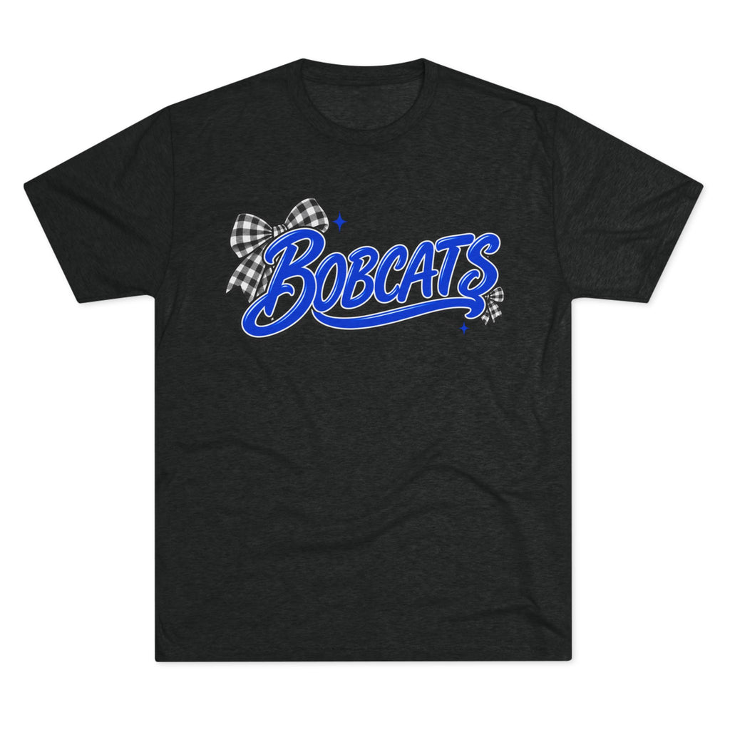 Bobcats T-Shirt - Retro Script with Gingham Bow
