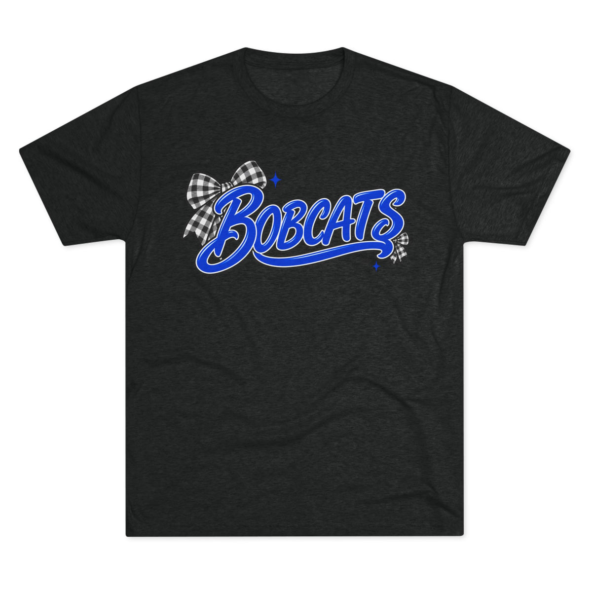 Bobcats T-Shirt - Retro Script with Gingham Bow