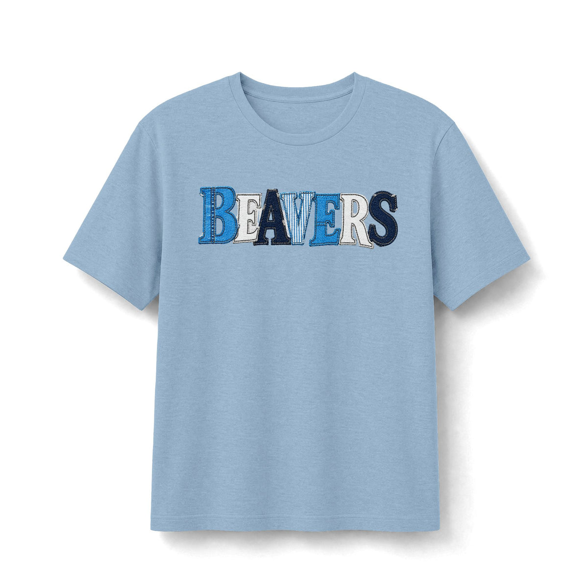 Beavers Denim Patchwork Tee - Bella+Canvas Heather CVC