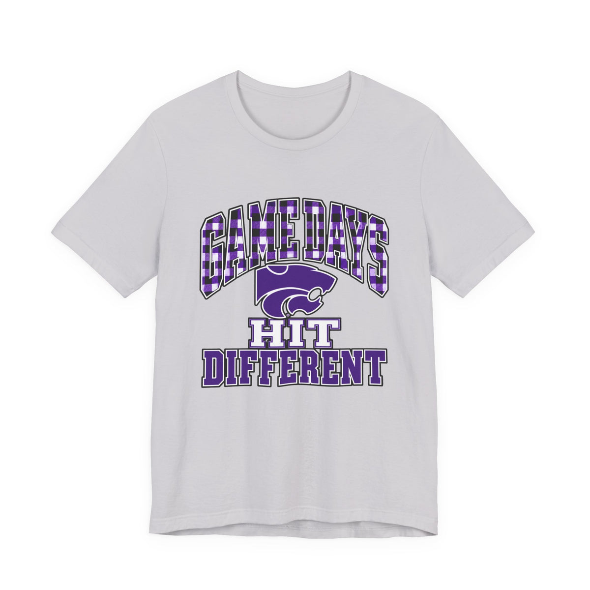 Game Days Hit Different Wildcats Tee - Purple Plaid Game Day Shirt