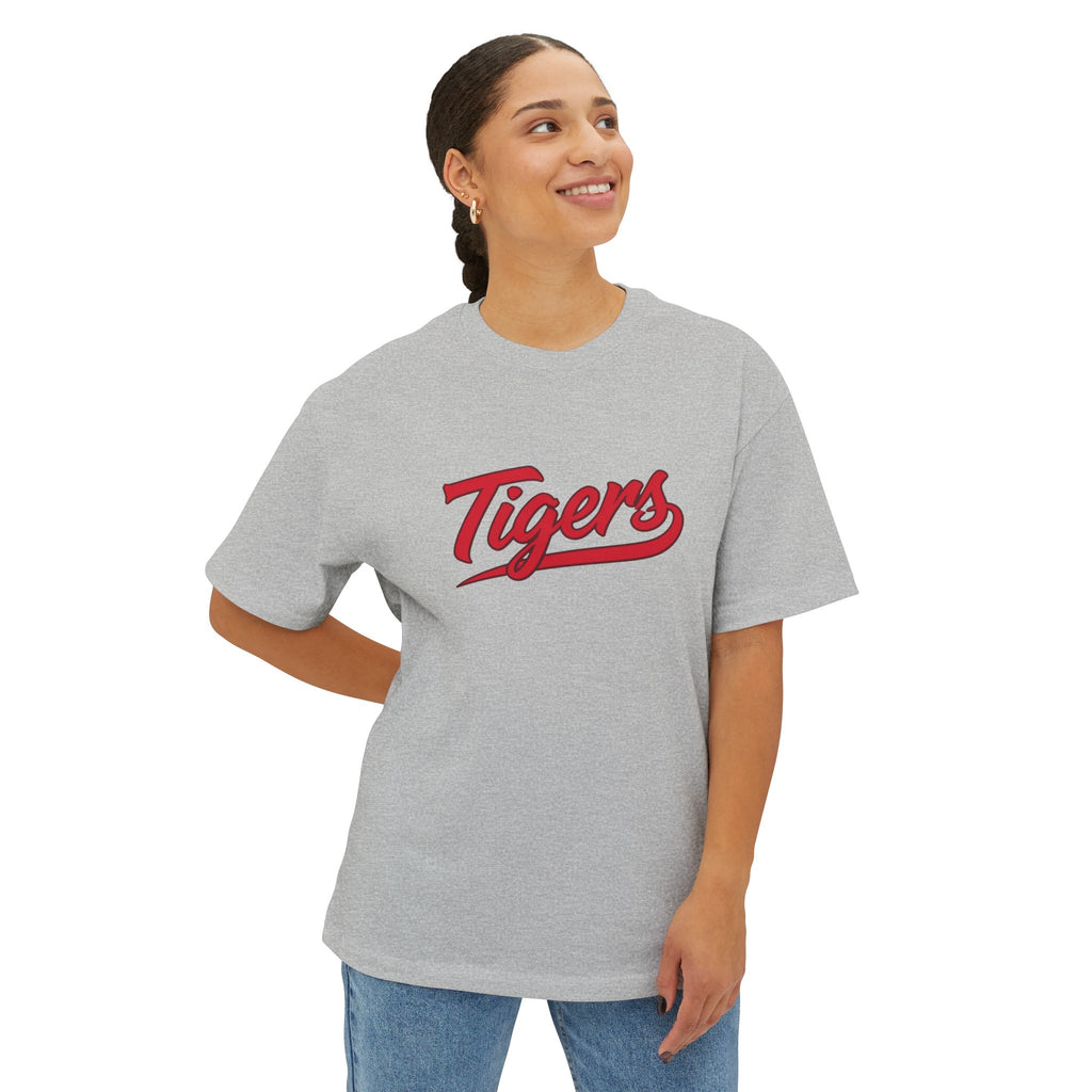 Tigers Script Tee | White oversized boxy T-shirt