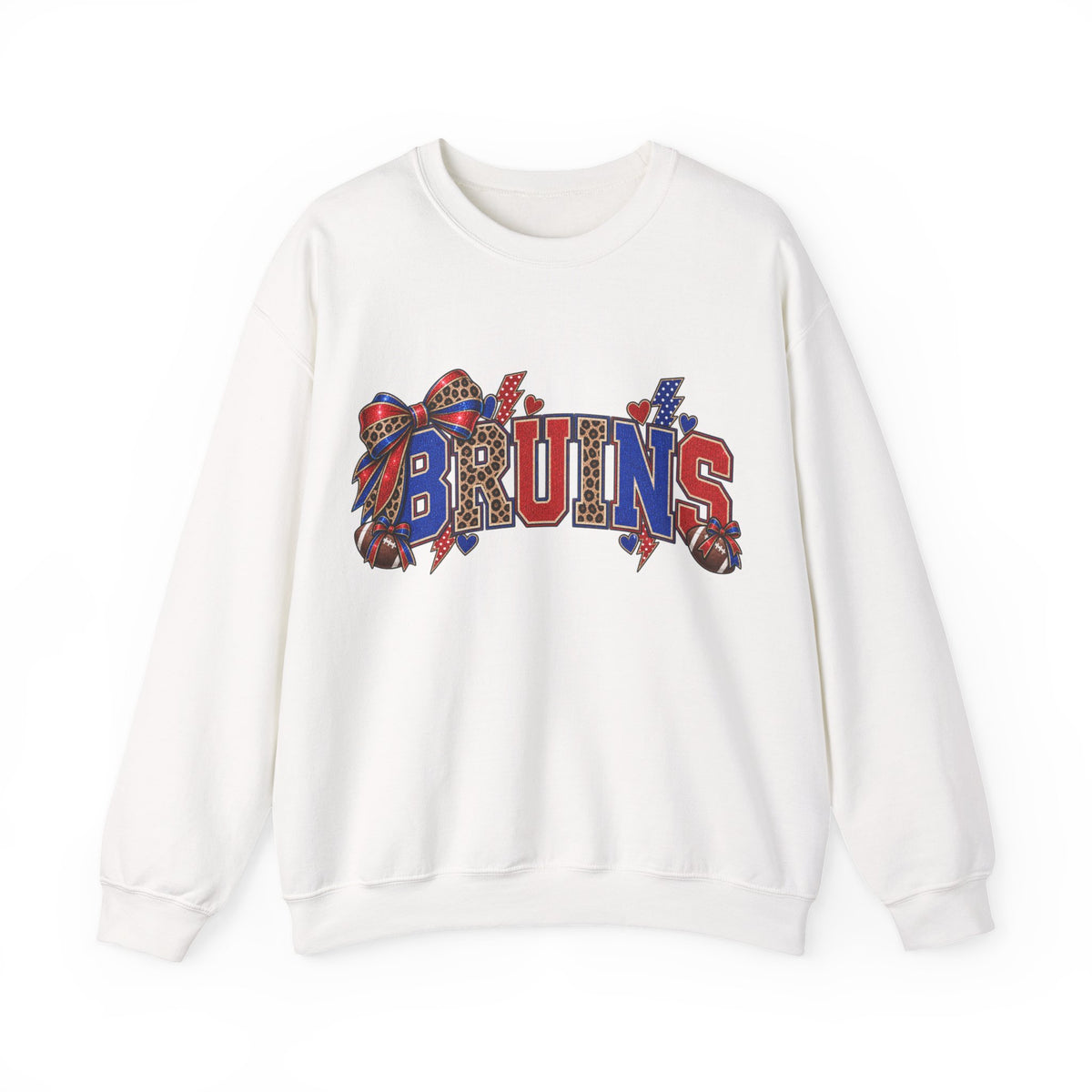 Bruins Football Crewneck Sweatshirt - Leopard Bow Game Day Sweatshirt