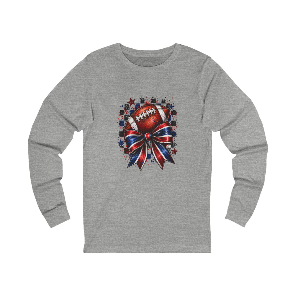 Bruins Football Bow Long Sleeve Tee - Red and Royal Game Day Shirt
