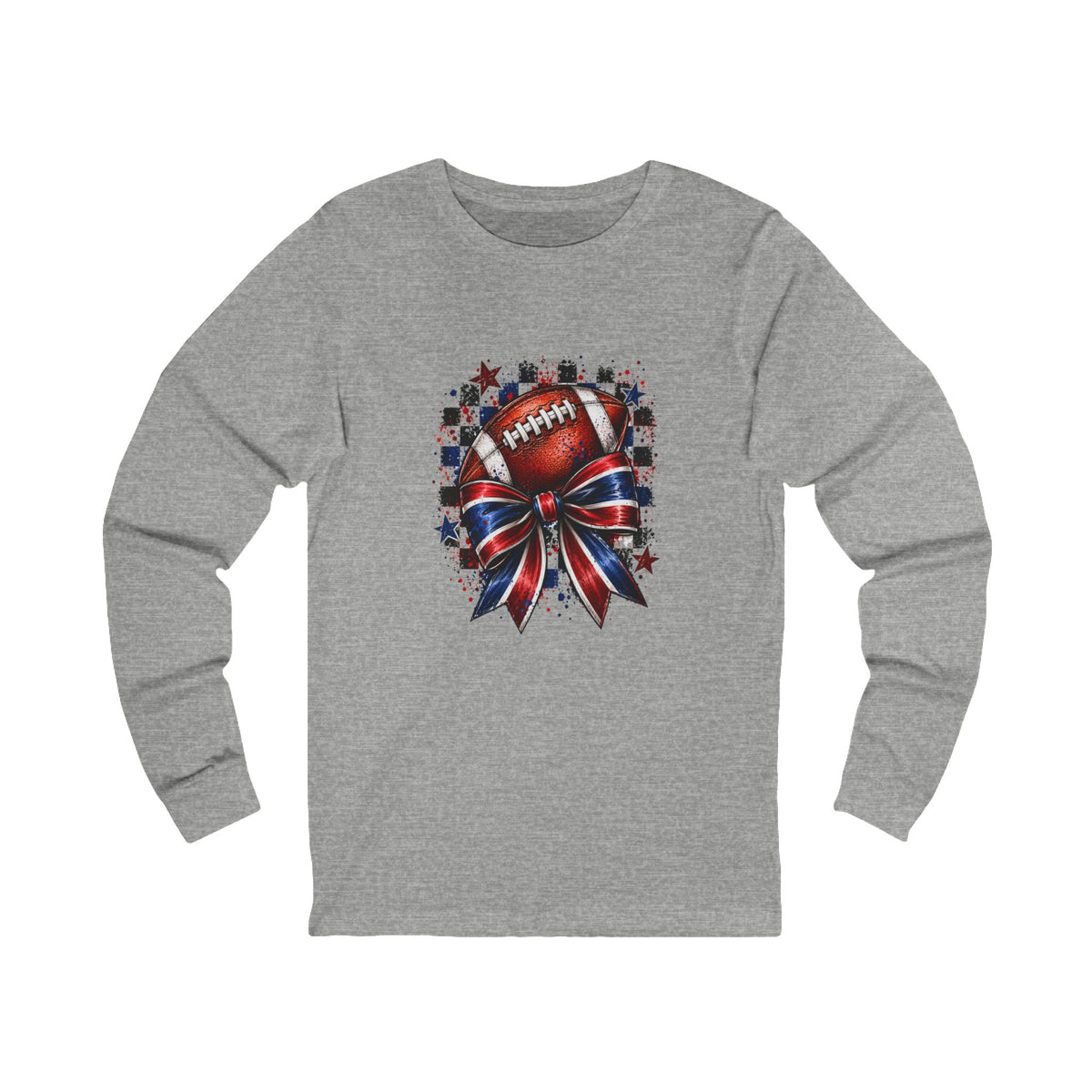 Bruins Football Bow Long Sleeve Tee - Red and Royal Game Day Shirt