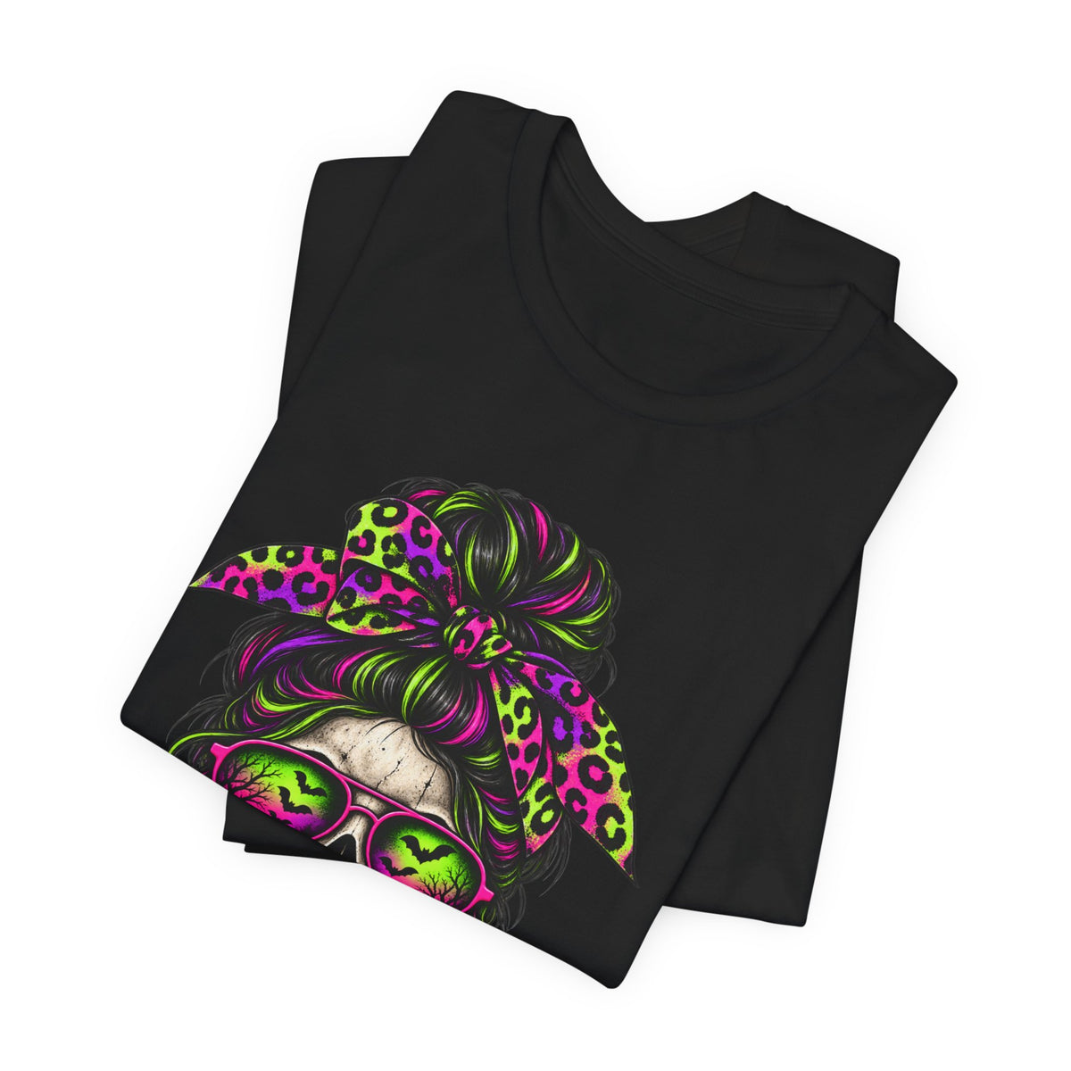 Neon Skeleton Girl T-Shirt - Colorful Halloween Graphics Tee