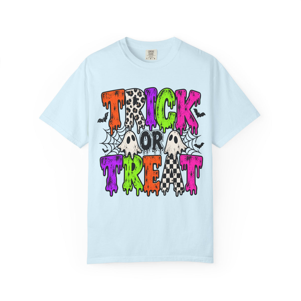 Trick or Treat Halloween Tee - Retro Ghost & Checkerboard T-Shirt