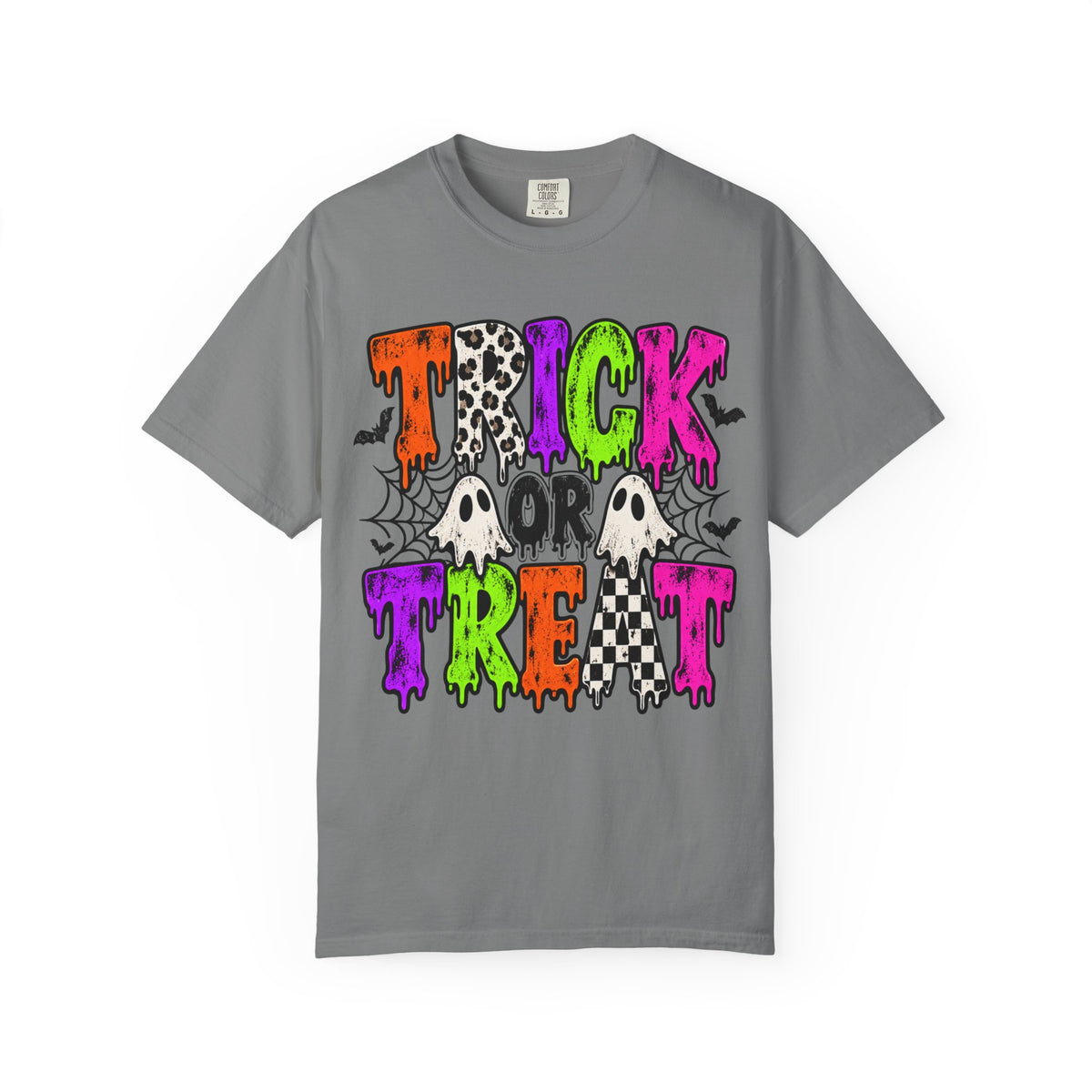Trick or Treat Halloween Tee - Retro Ghost & Checkerboard T-Shirt